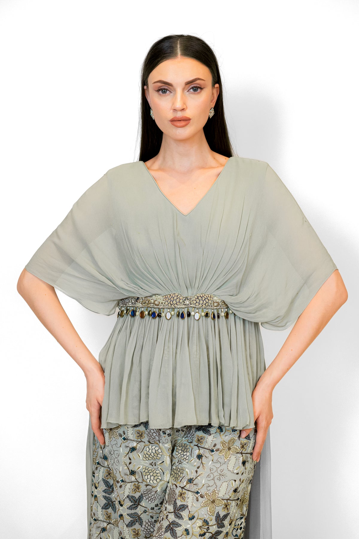 Sage High Low Cape Set