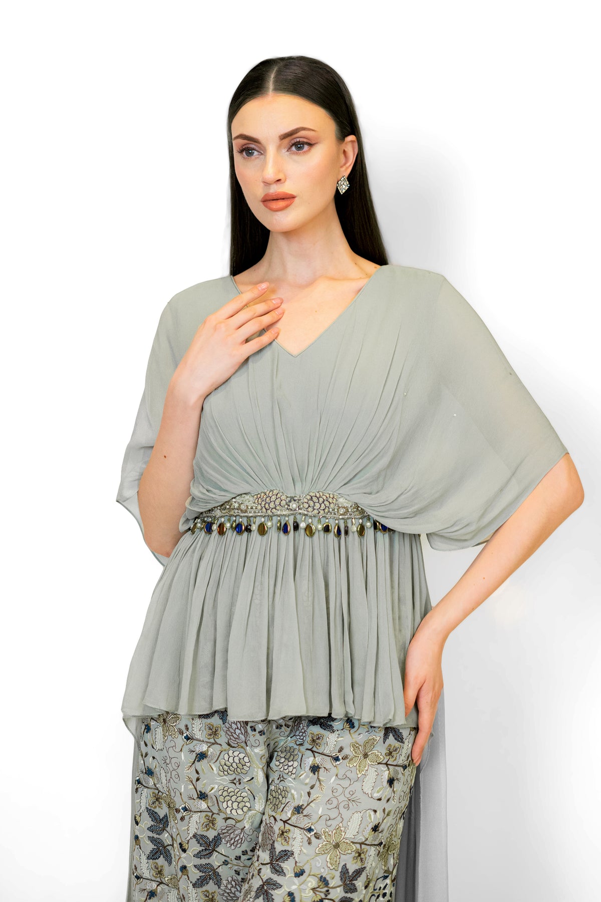 Sage High Low Cape Set