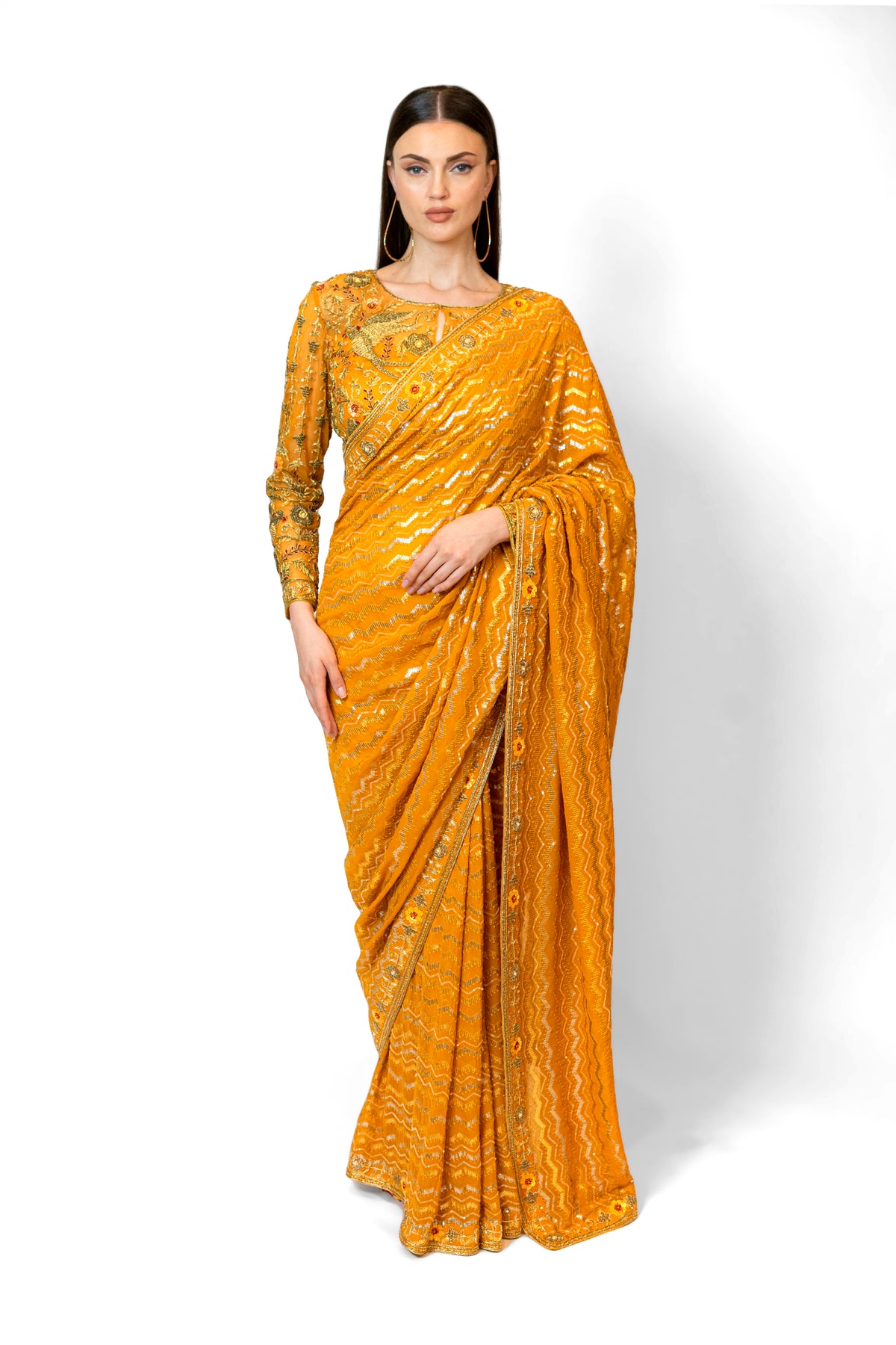 Mustard Yellow Zaynab Sari Set
