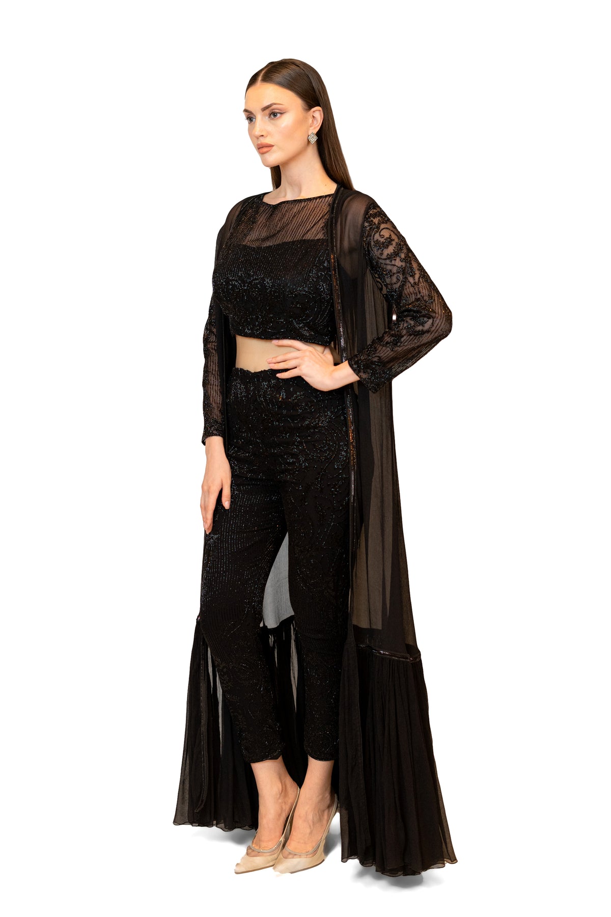 Black Adah Black Jacket With Pant