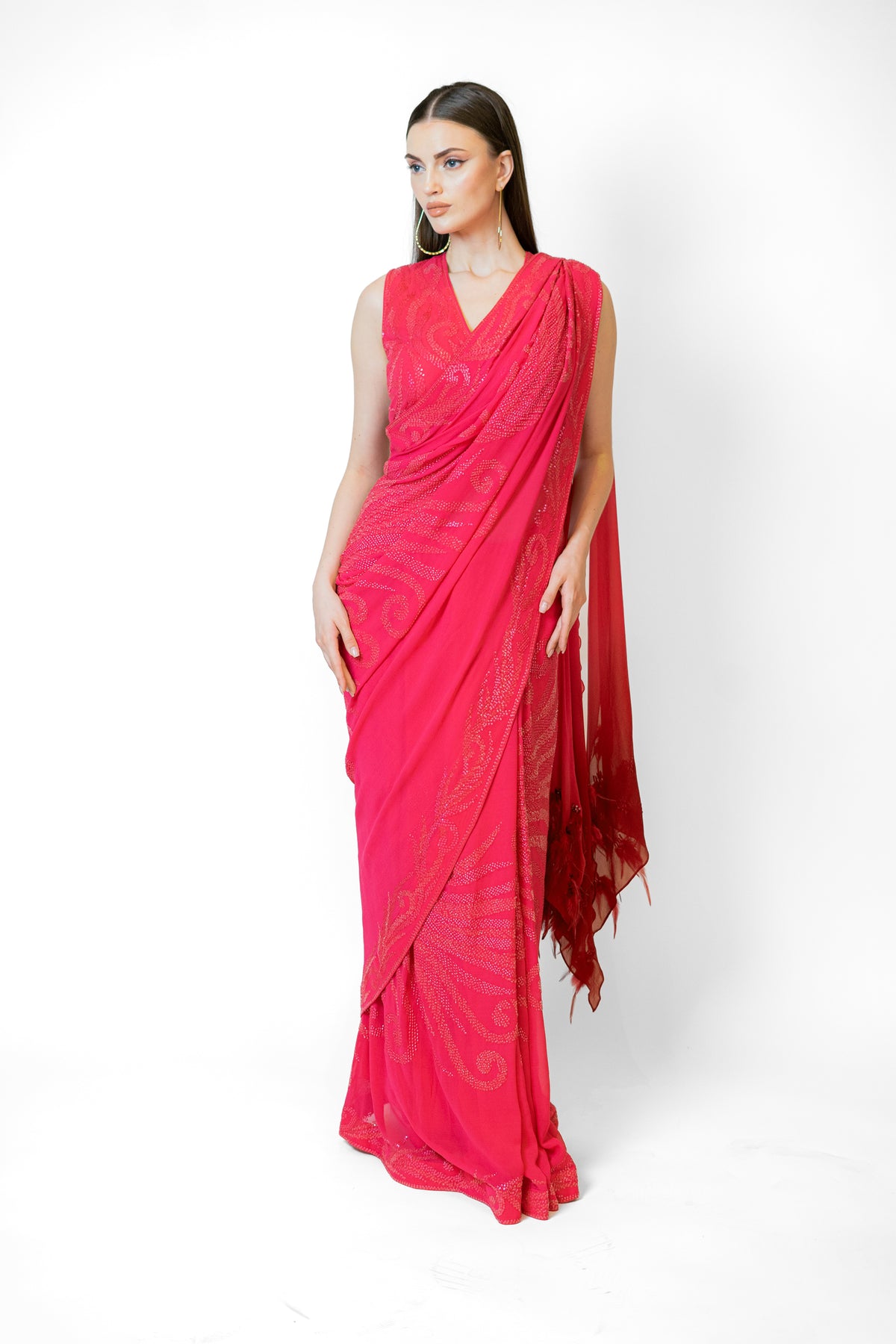 Fusia Pink Zaynab Sari Set