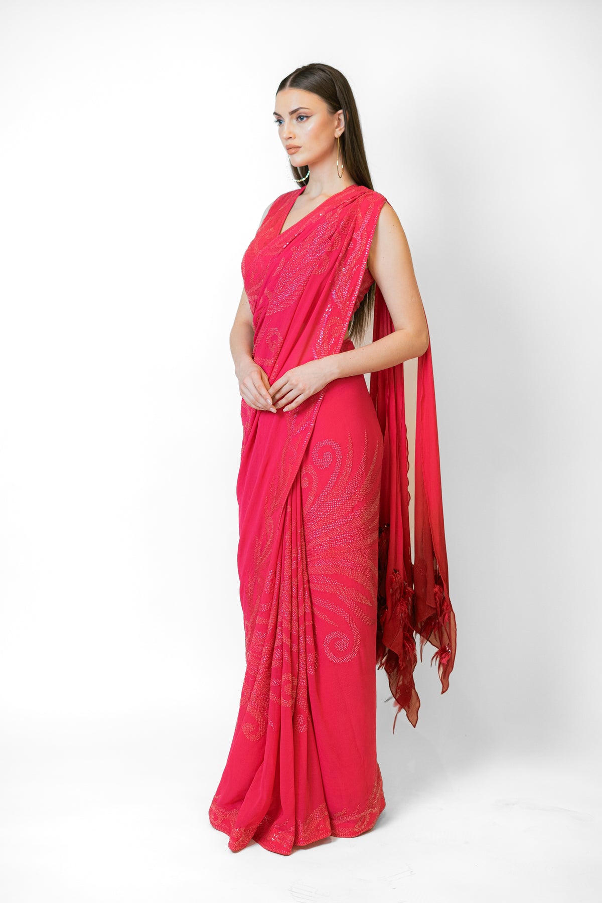 Fusia Pink Zaynab Sari Set