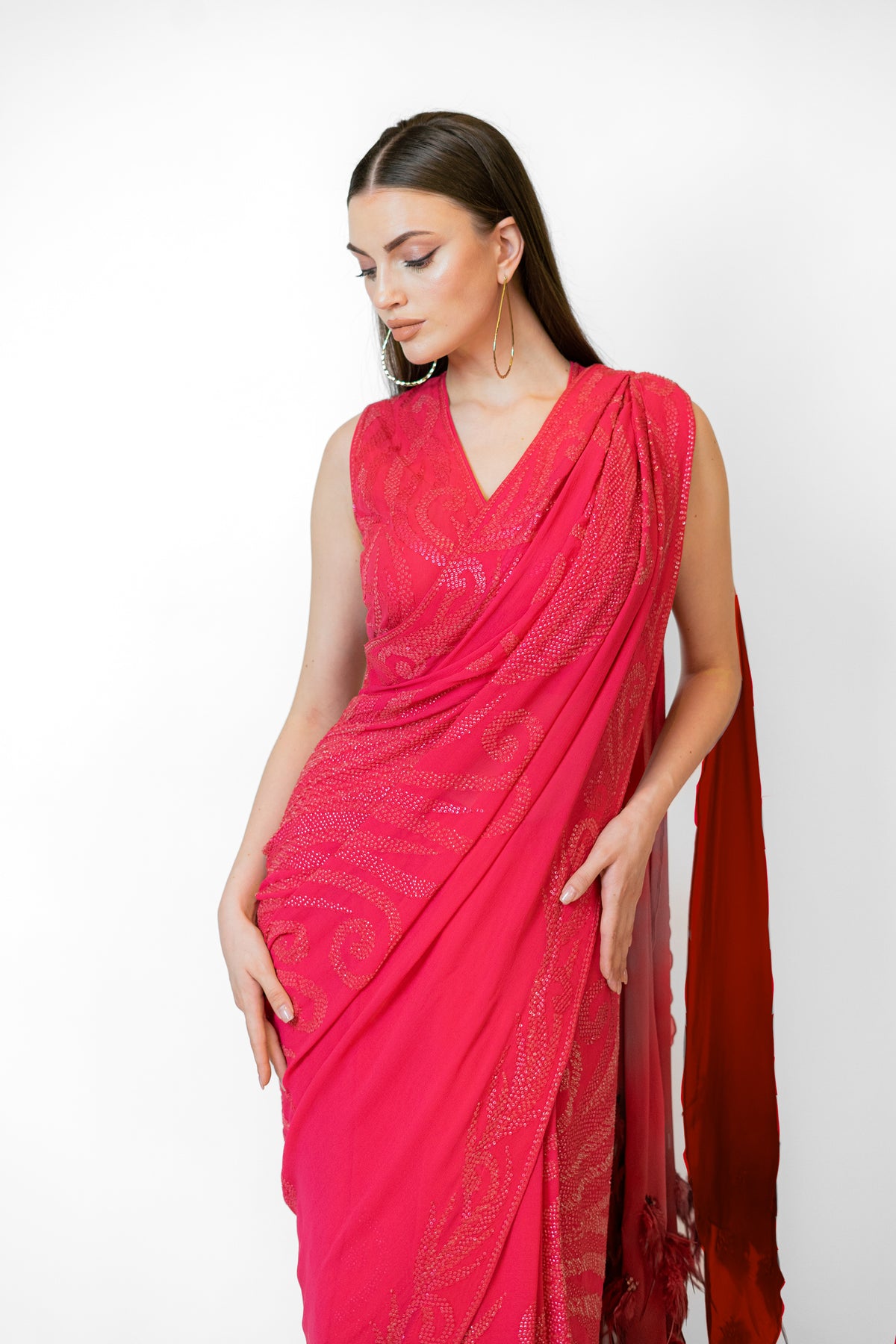 Fusia Pink Zaynab Sari Set