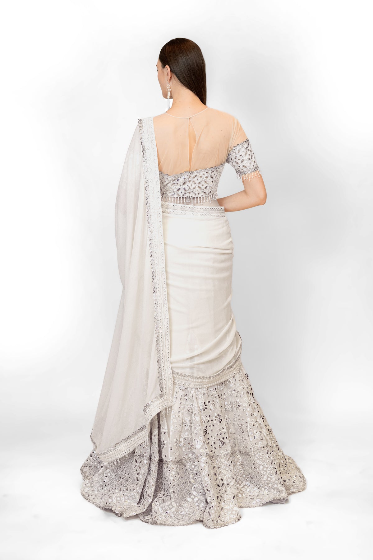 Ivory Adha Lehenga Sari Set