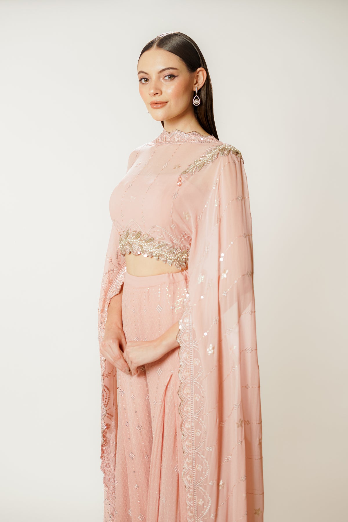Adha Blush Pink Cape Set