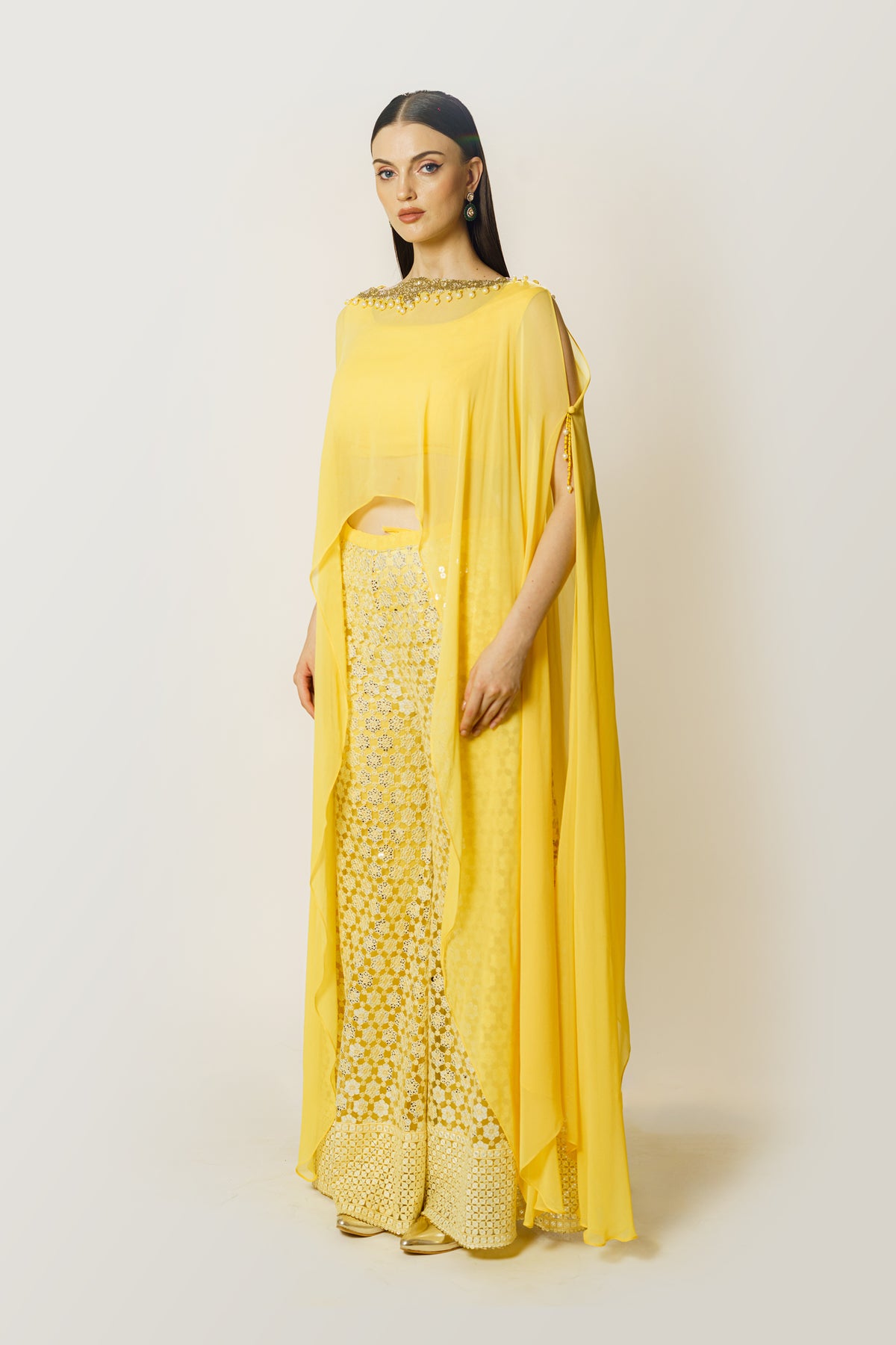 Lemon Yellow Adha Cape Set