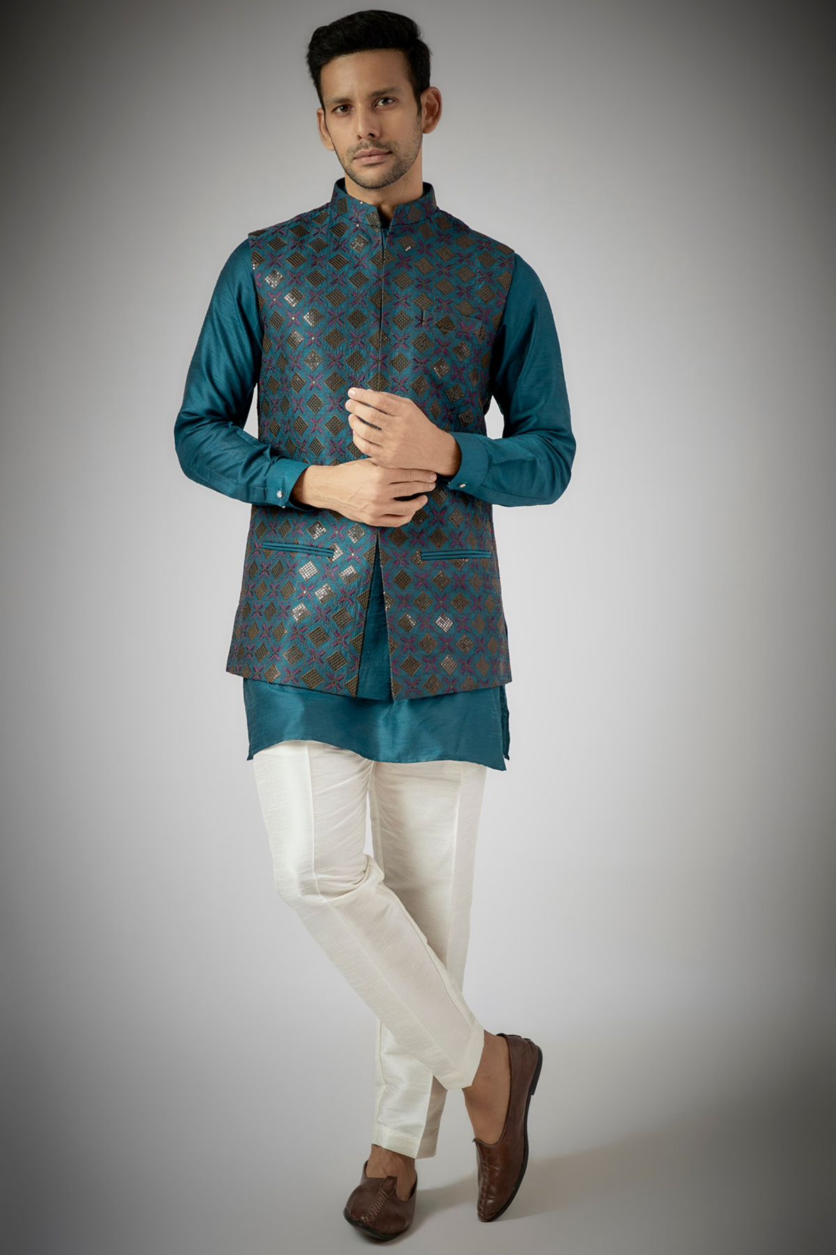 Cobalt Blue Embroidered Kurta Set