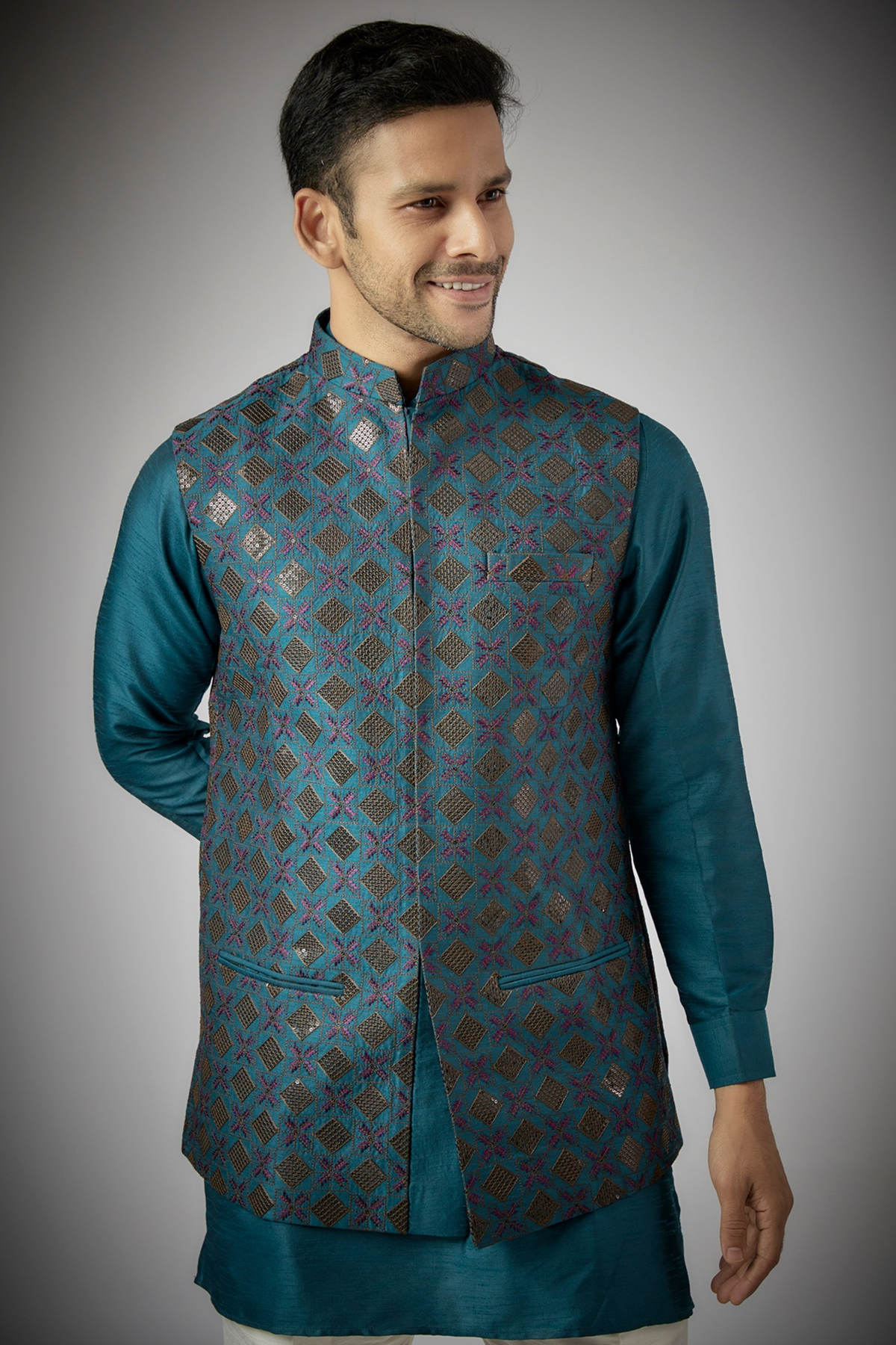 Cobalt Blue Embroidered Kurta Set