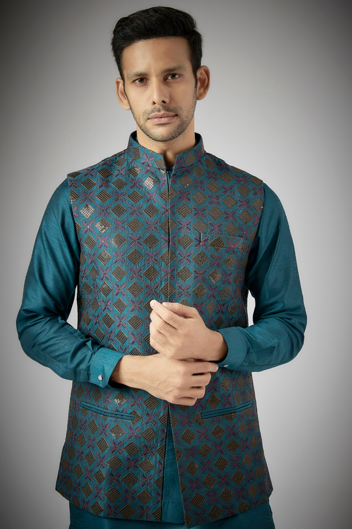 Cobalt Blue Embroidered Kurta Set