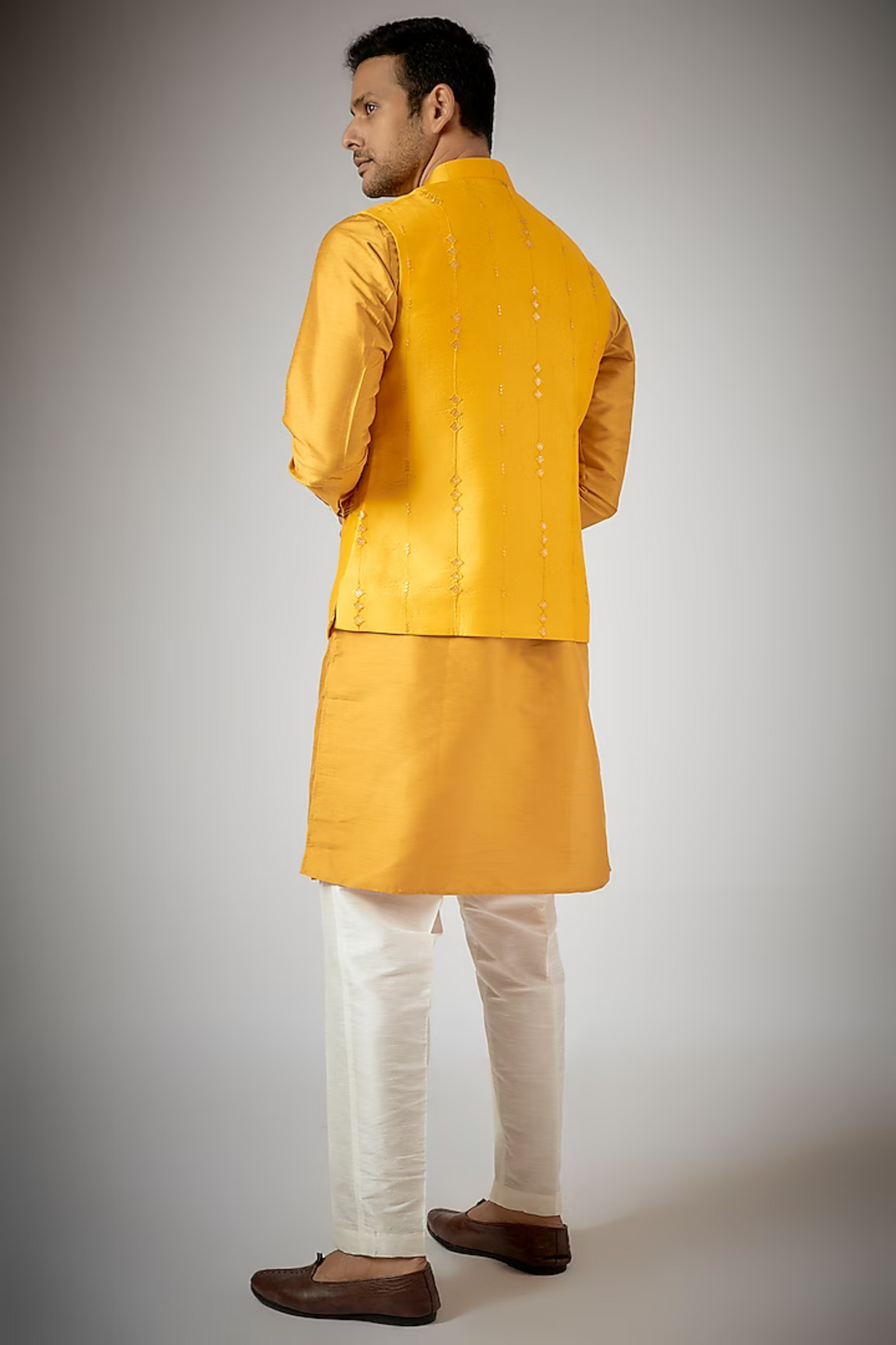 Mustard Embroidered Kurta Set