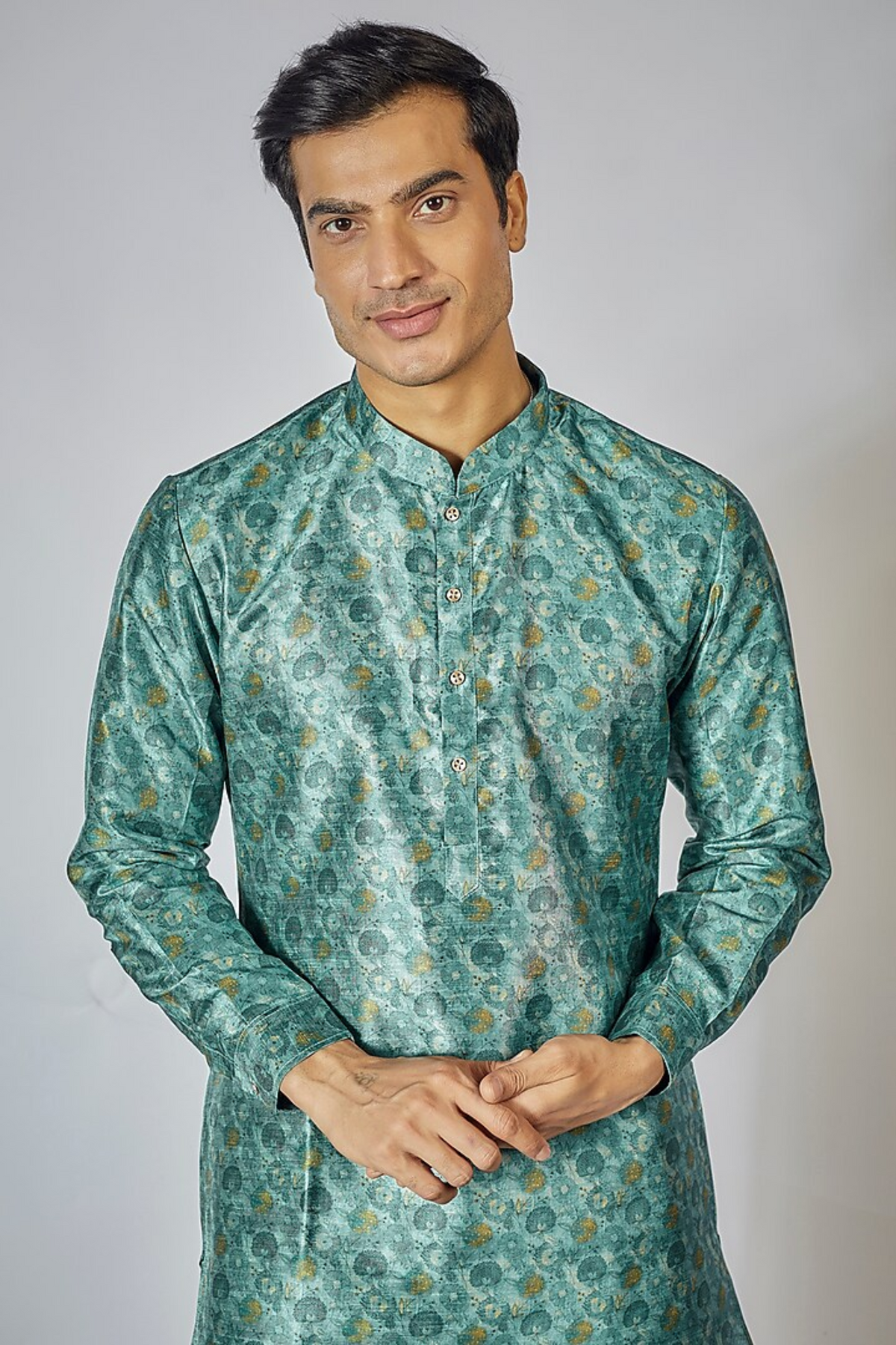 Teal Printed Kurta Set