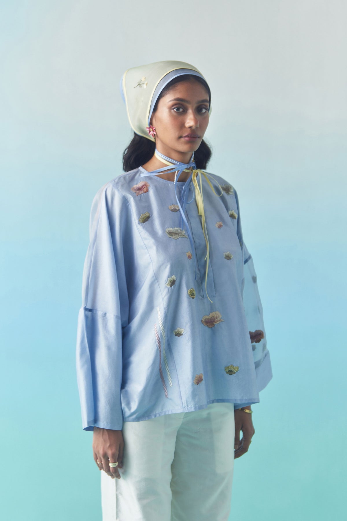 Ivory Silk Bootcut Trousers