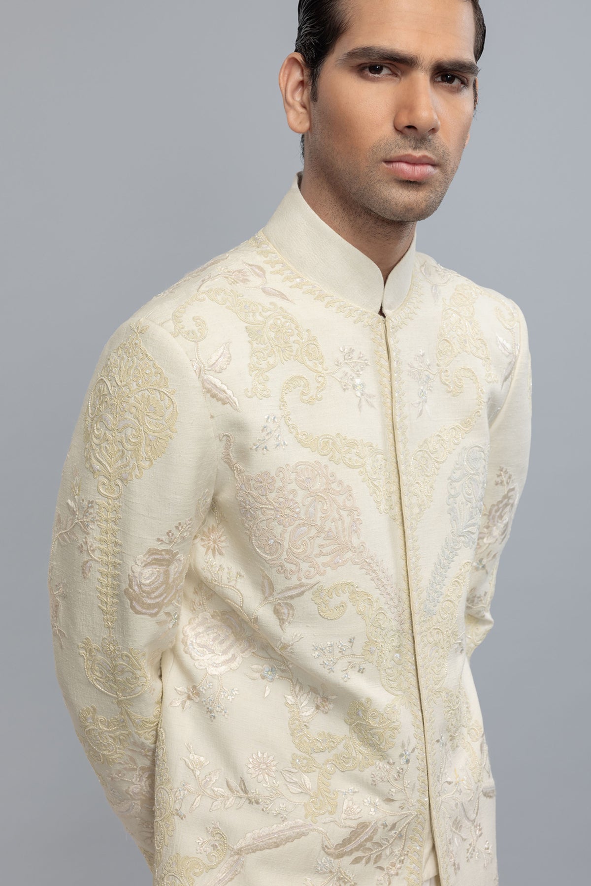 Ivory Embroidered Sherwani