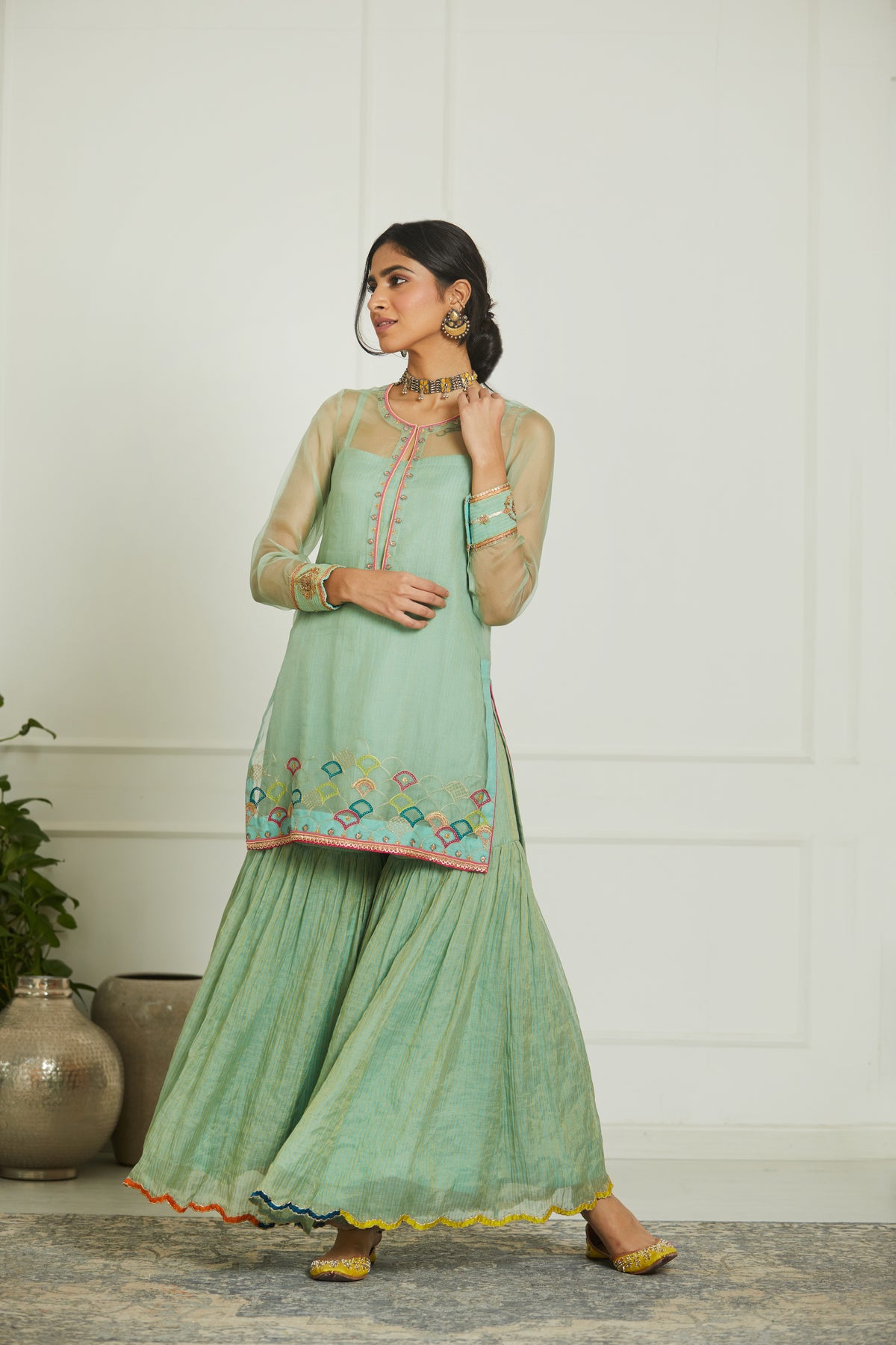 Powder blue  payala gharara set