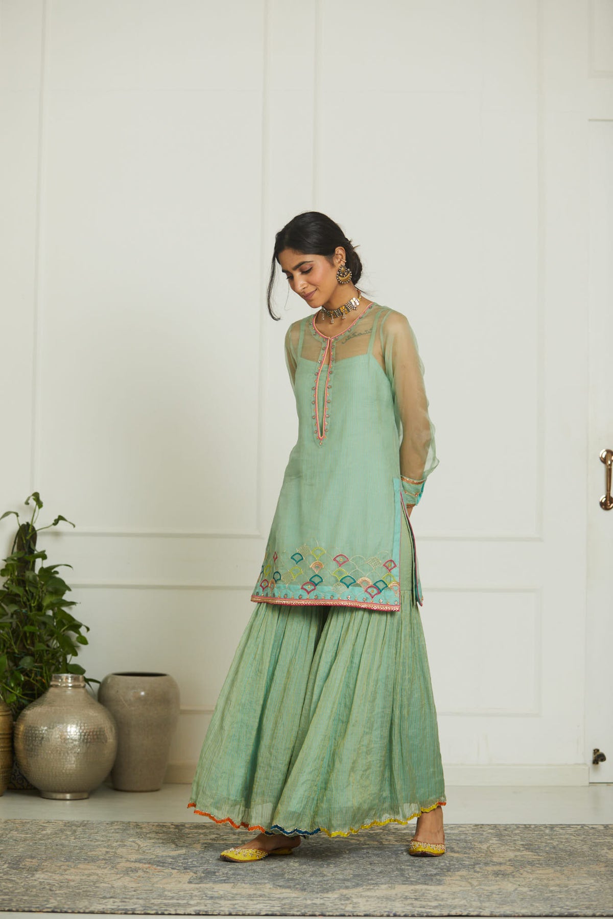 Powder blue  payala gharara set