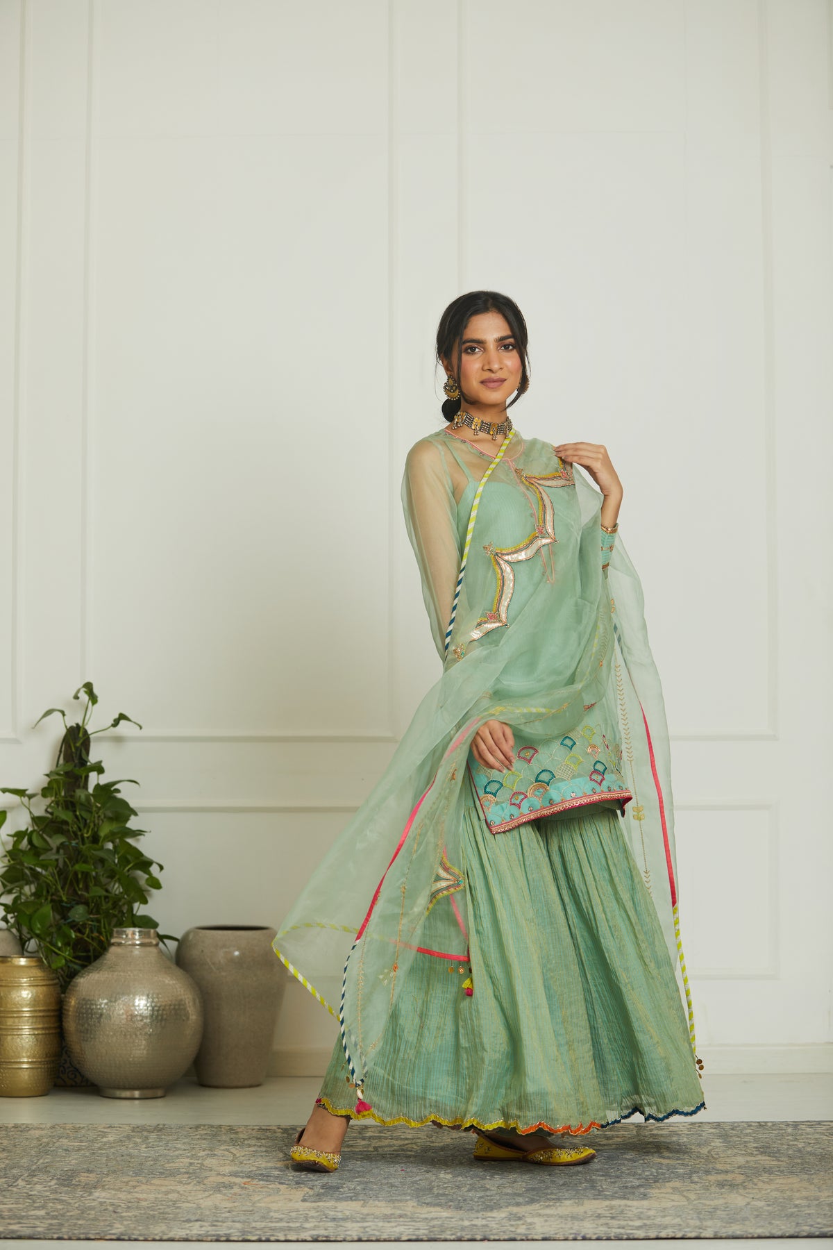 Powder blue  payala gharara set