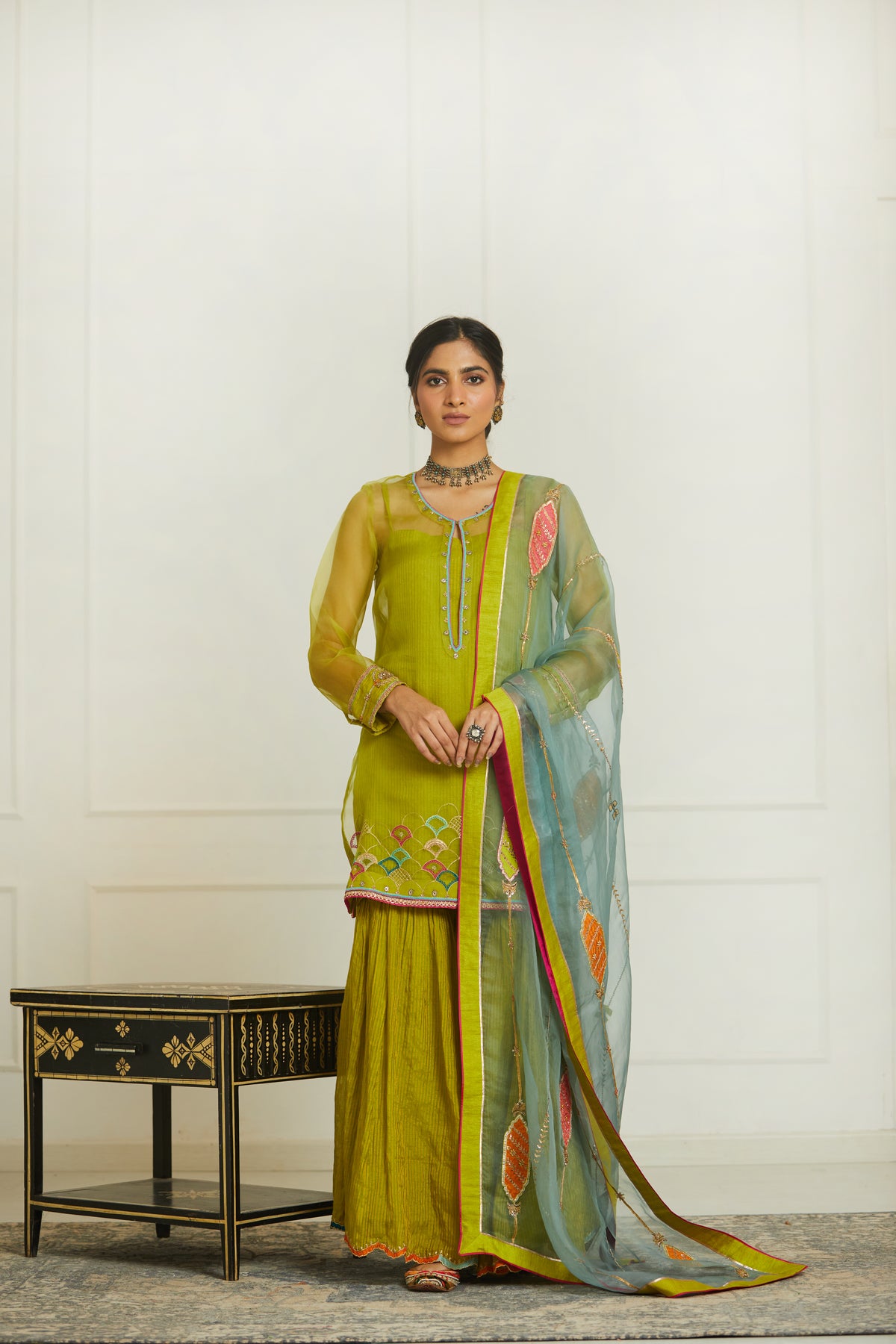 Green Organza Payala Gharara Set