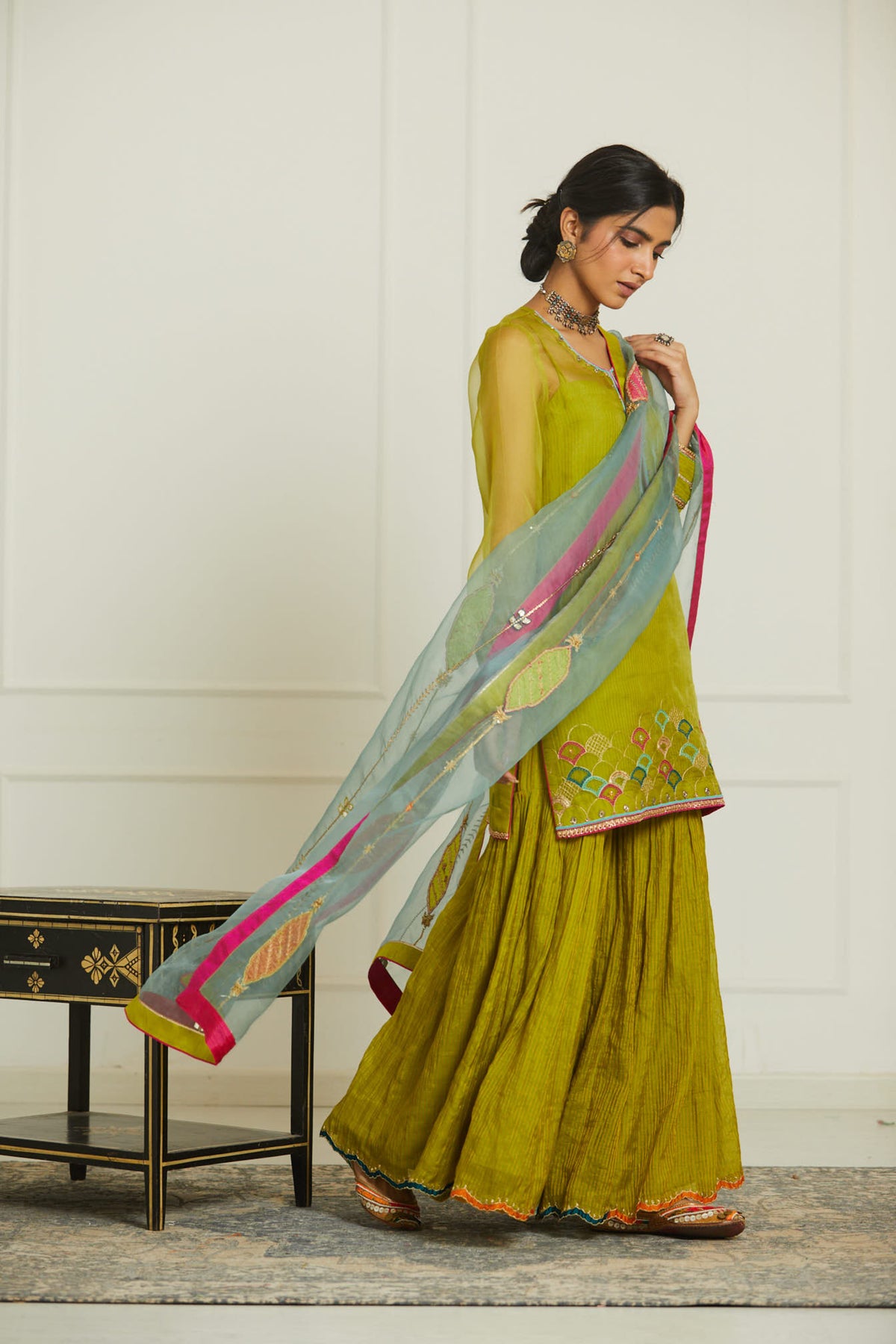 Green Organza Payala Gharara Set