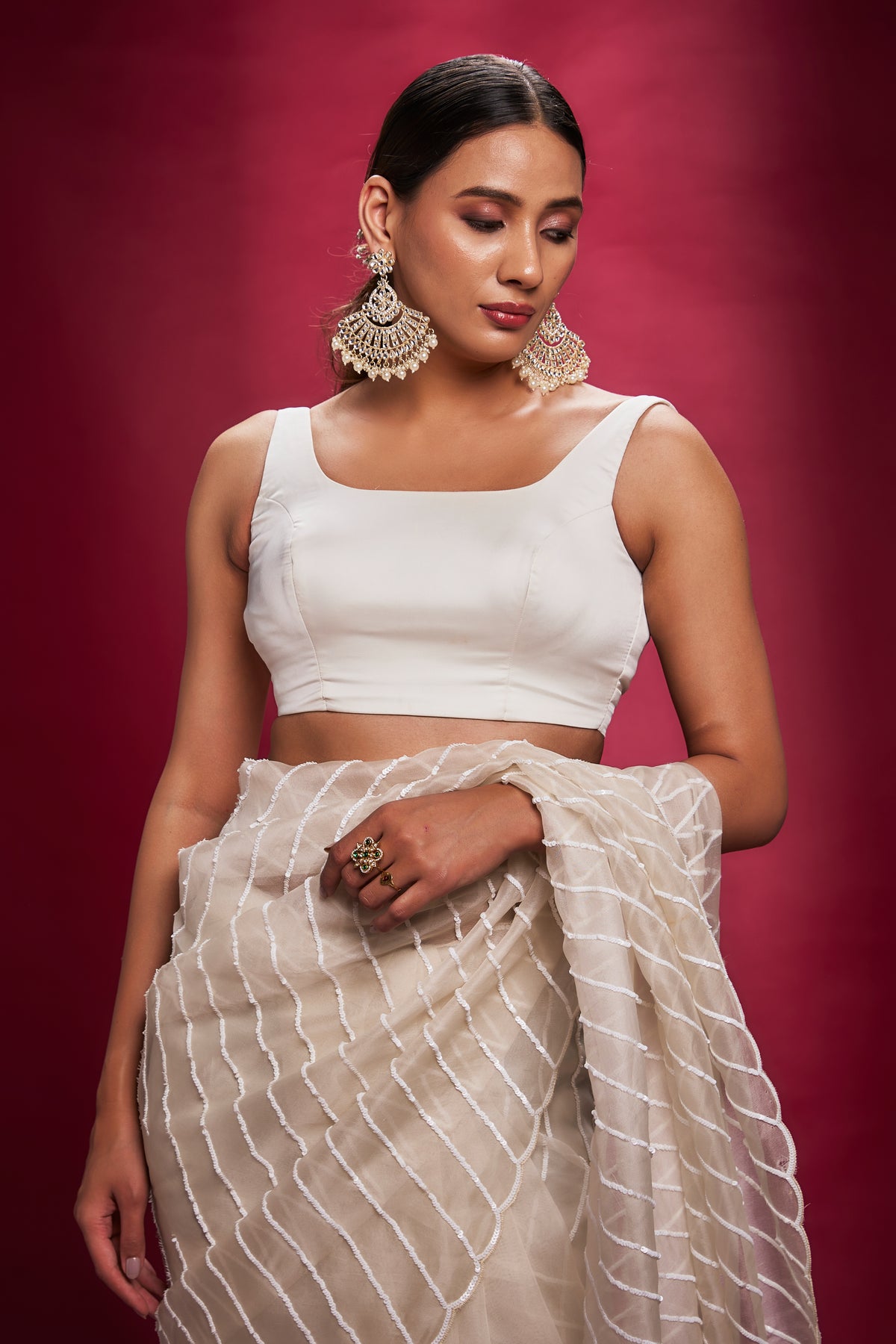 White on white sequin