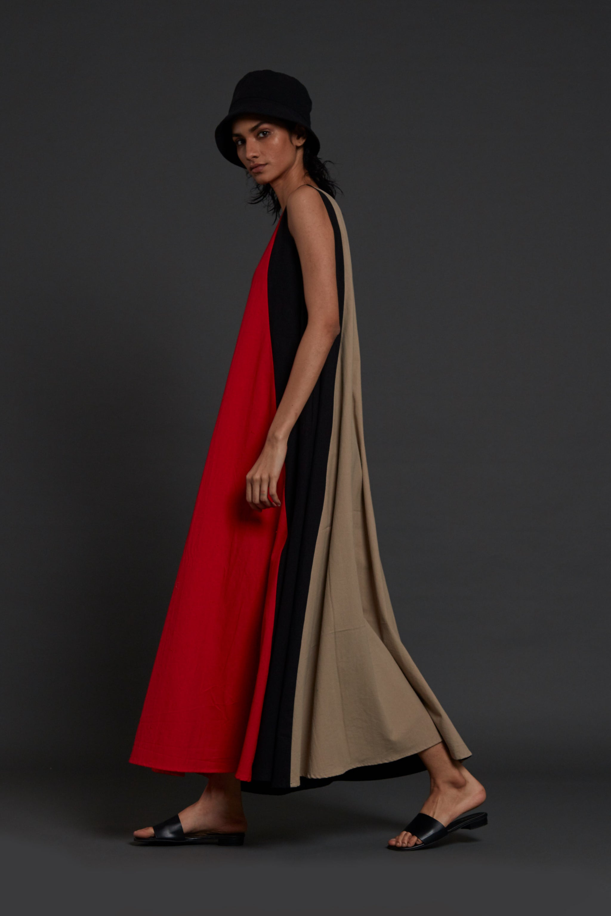 Mati Red Colour Block Dress Elahe