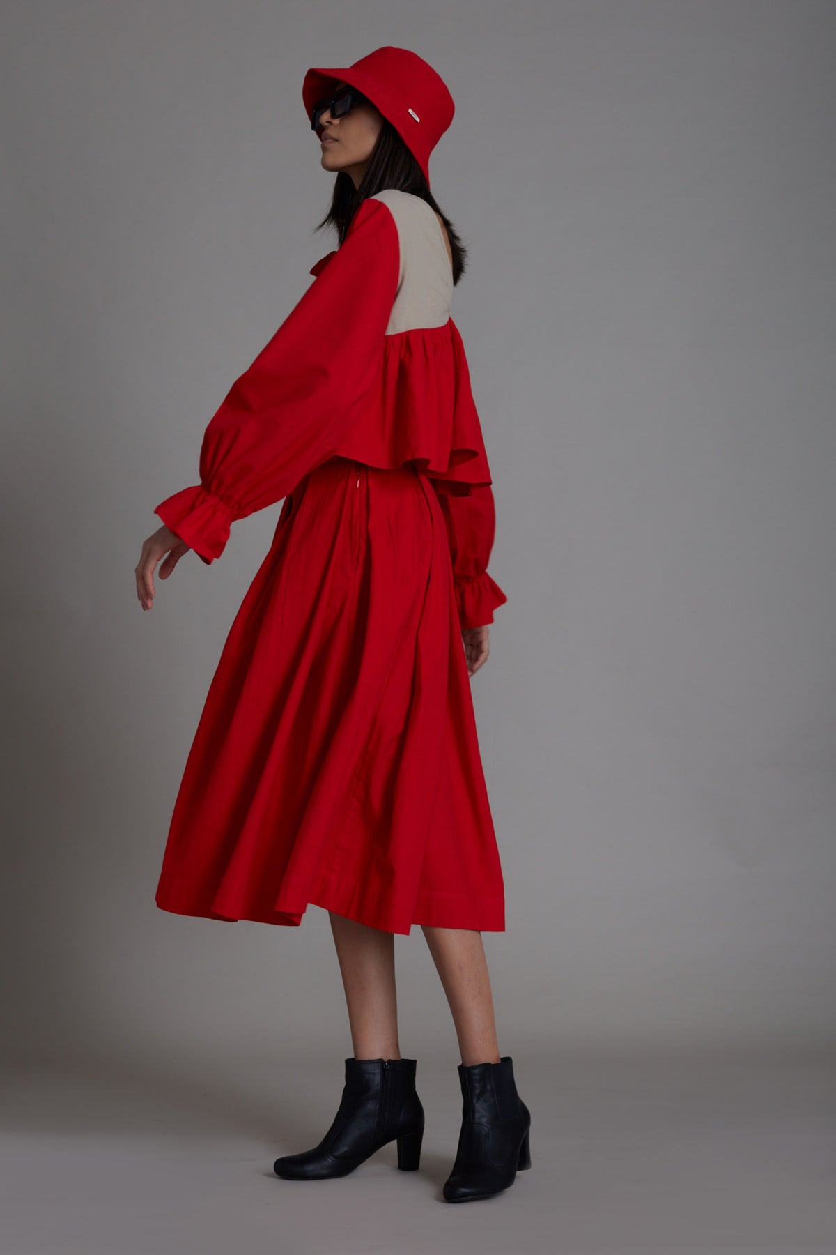 Aw Red Pleated Skirt