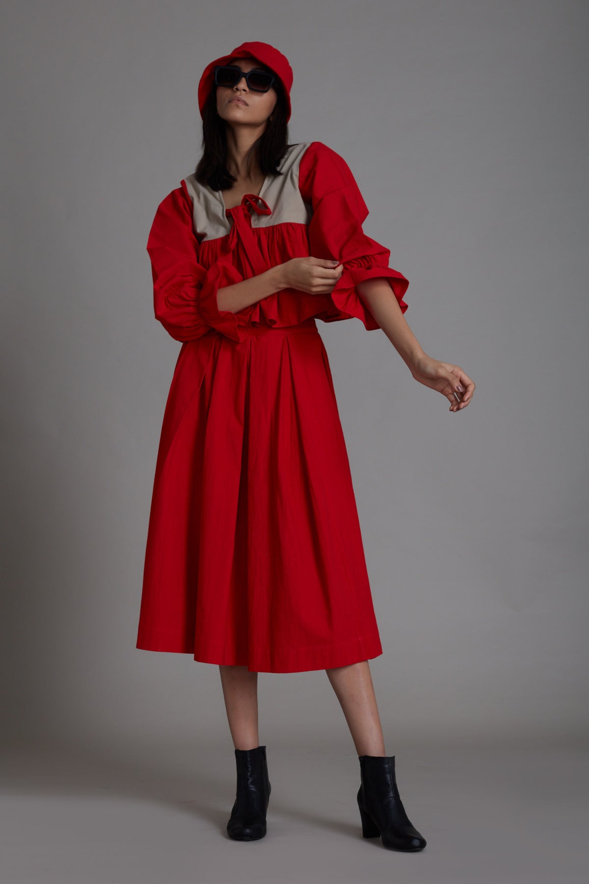 Aw Red Pleated Skirt