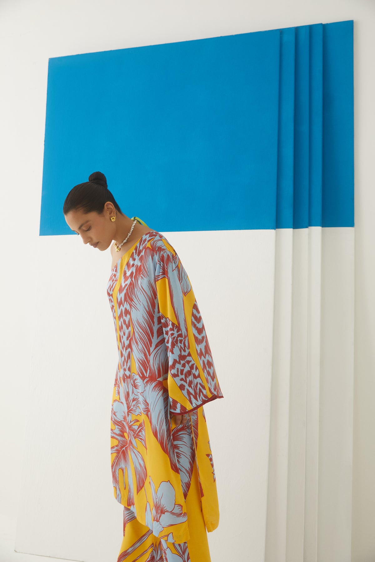 Tropical One Shoulder Tunics With Trousers