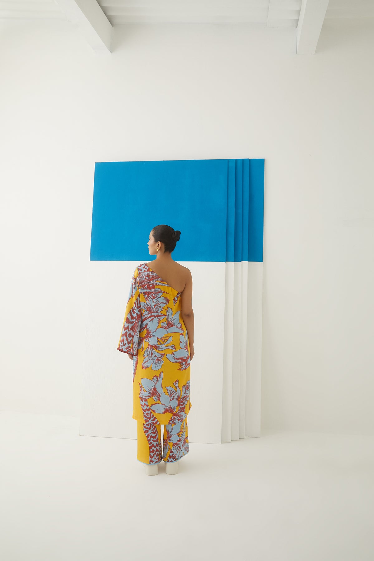 Tropical One Shoulder Tunics With Trousers