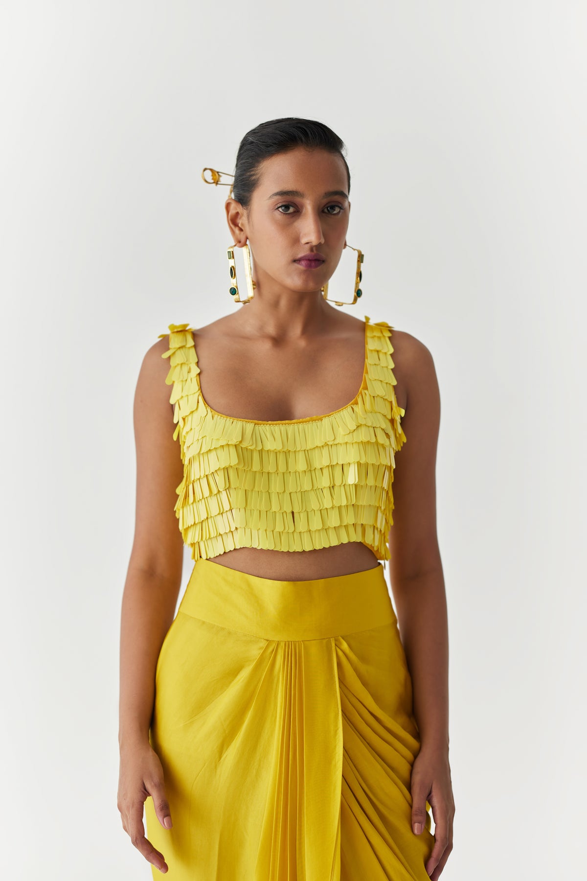 Canary Sequin Blouse &amp; Knot Skirt
