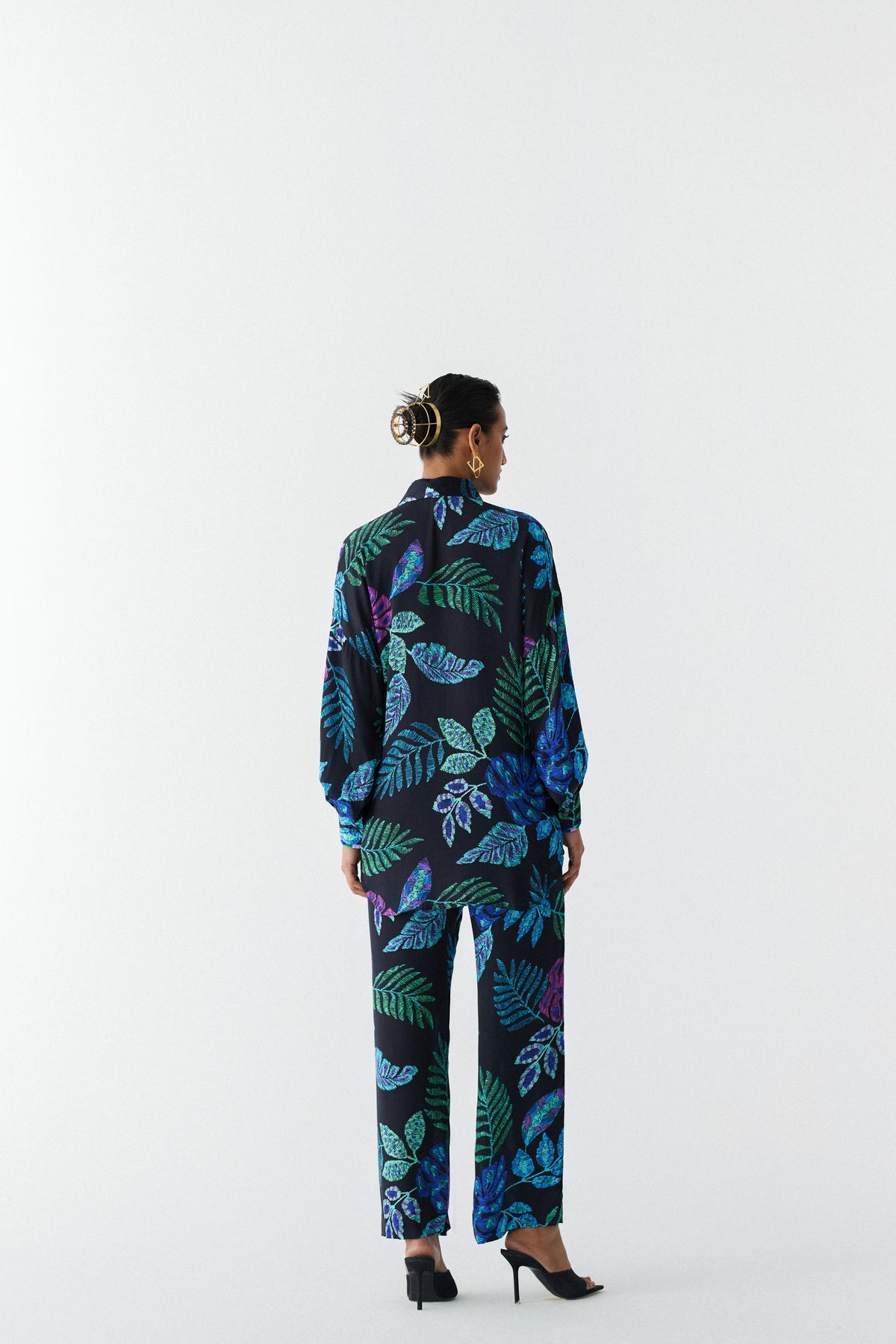 Black Jungle Shirt And Pants Co-ord