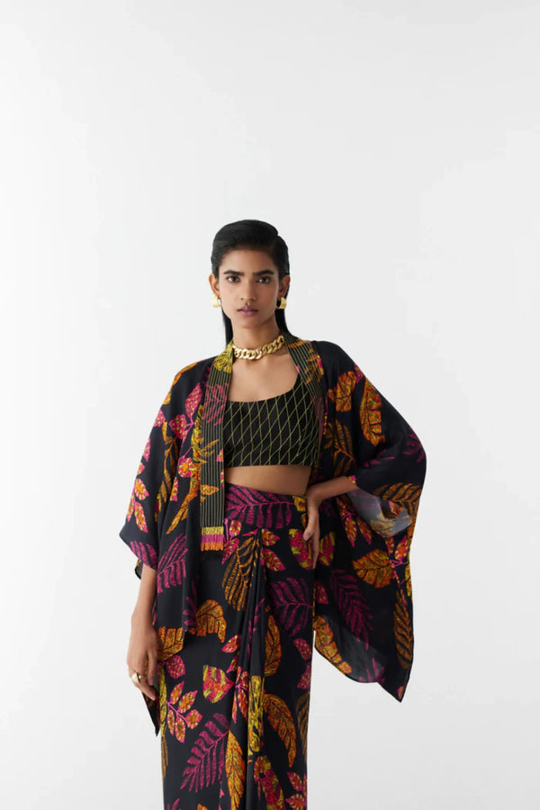Studio Rigu - Rain Forest Knot Style Skirt With Blouse - Elahe