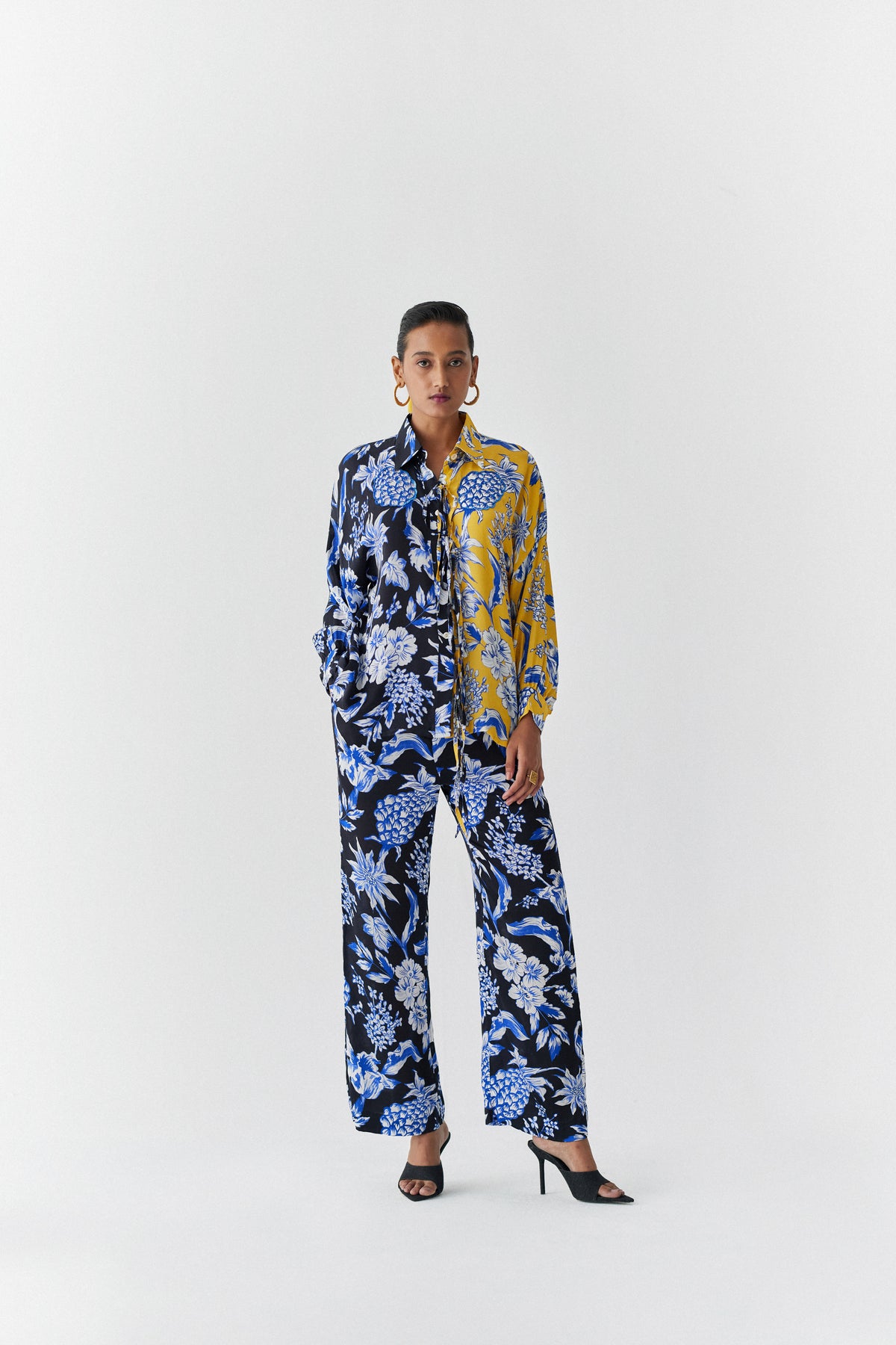 Black/yellow Pineapple Shirt &amp; Trousers Co-ord