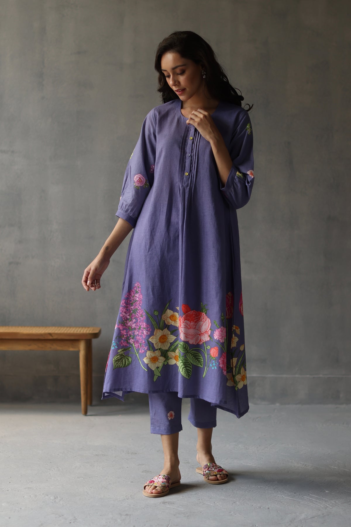 Water Lily Periwinkle Kurta