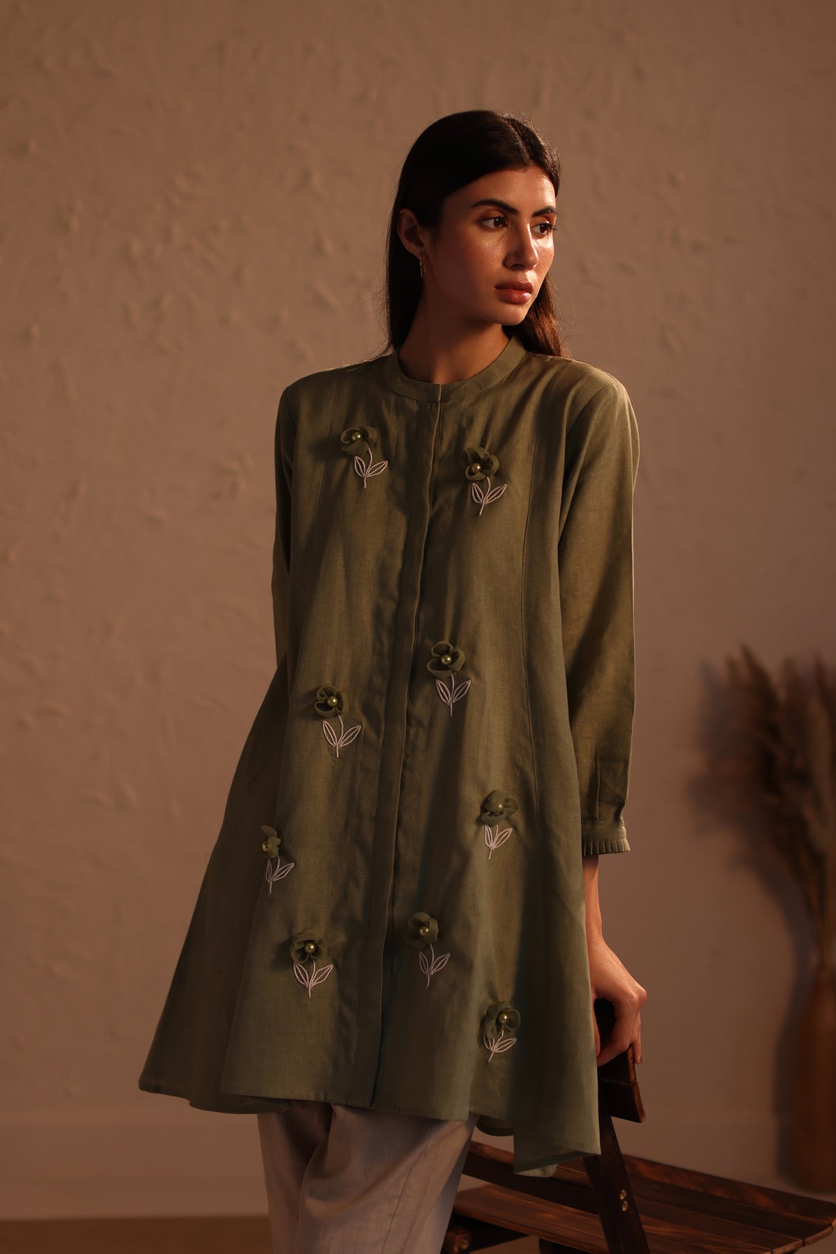 Olive Green Stardust Tunic