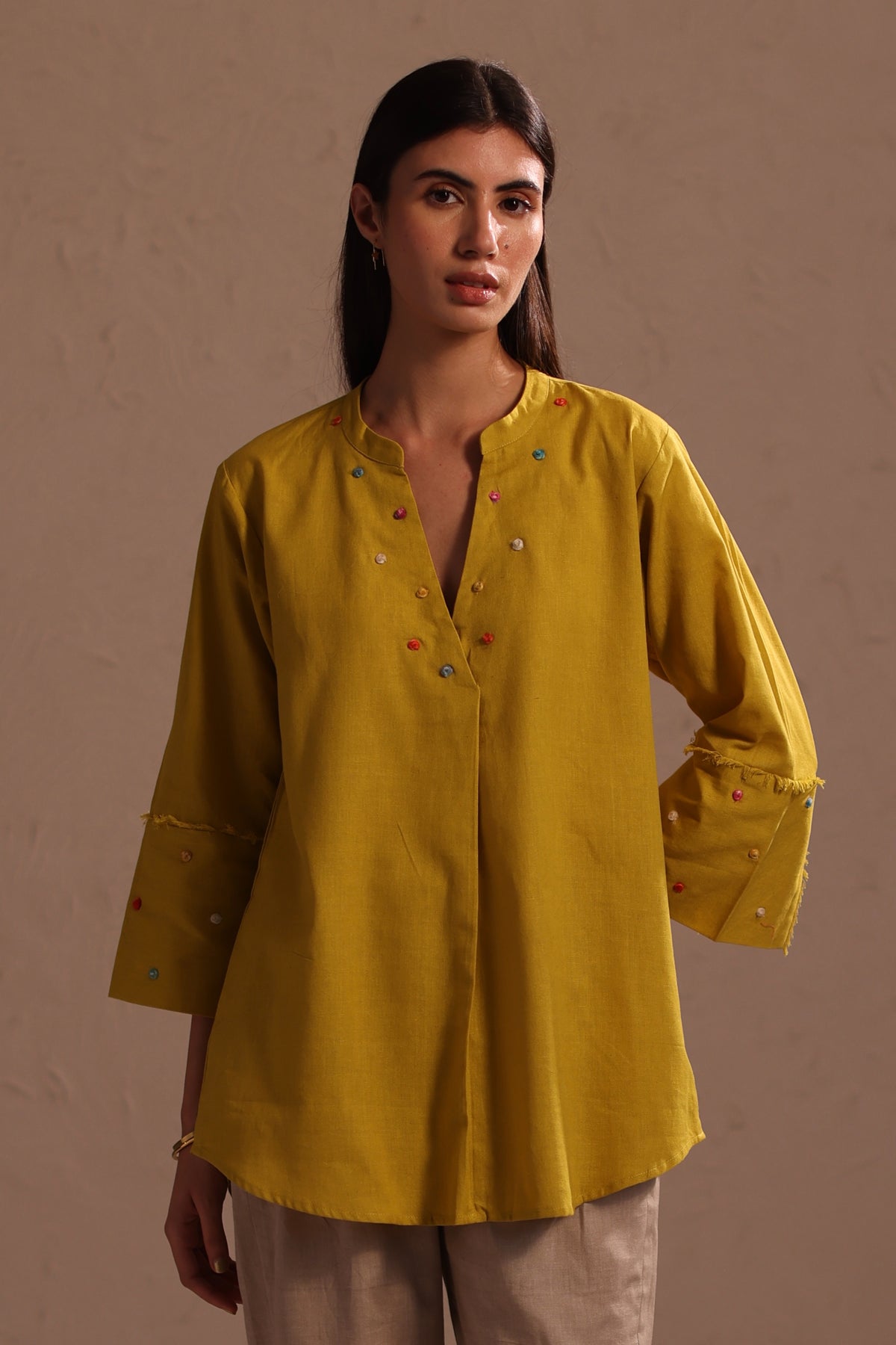 Cora Mustard Top