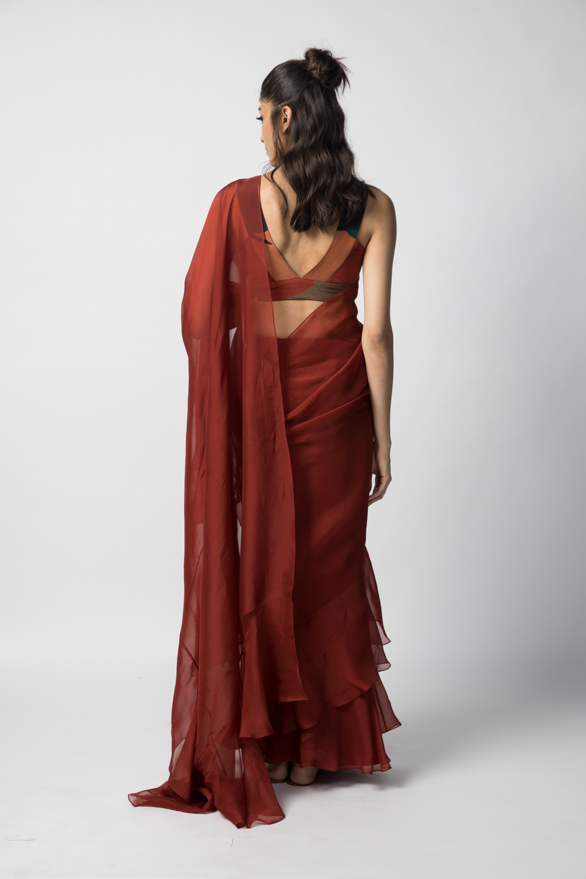 Ruby Ruffled Saree