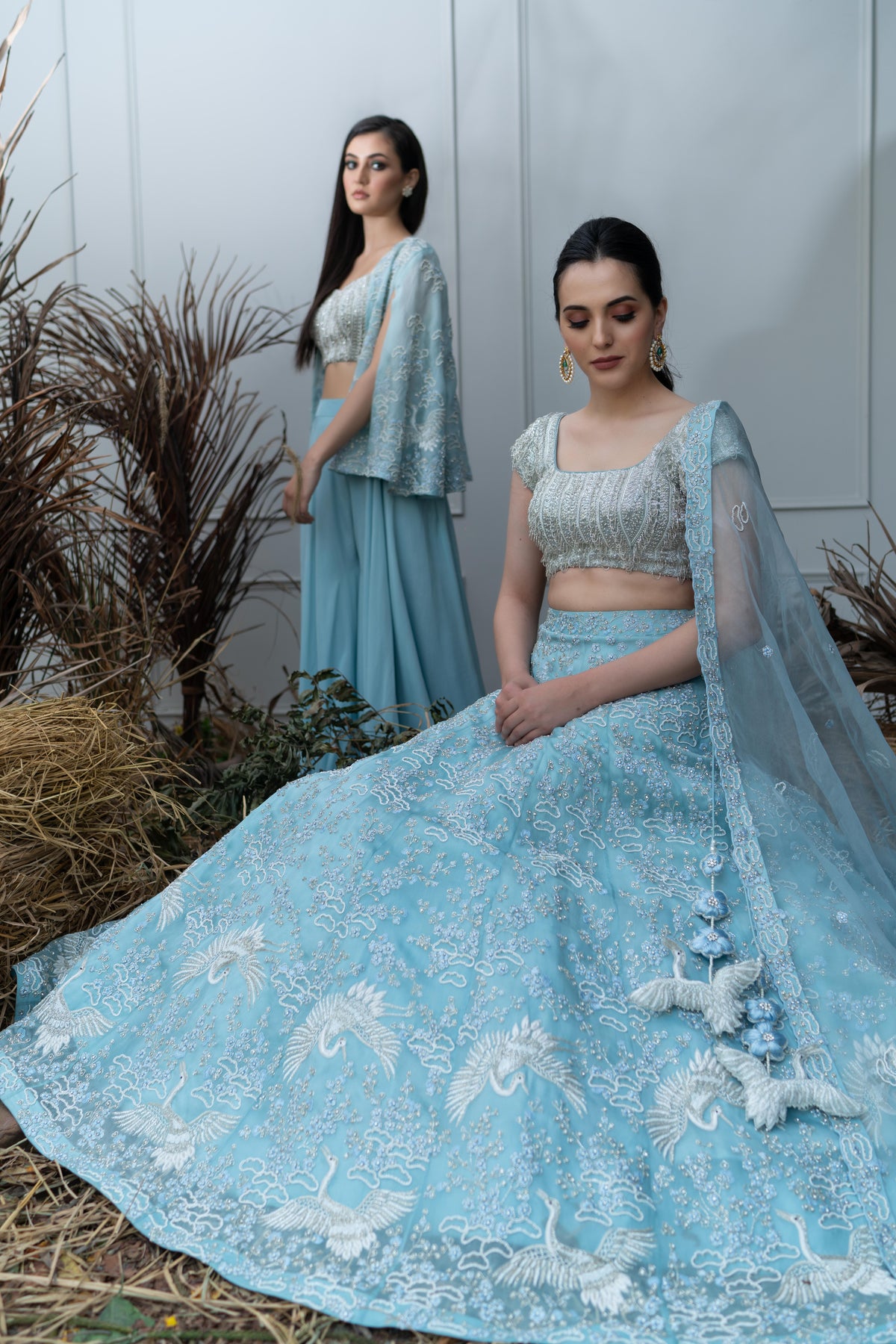 Art nouveau powder blue lehenga