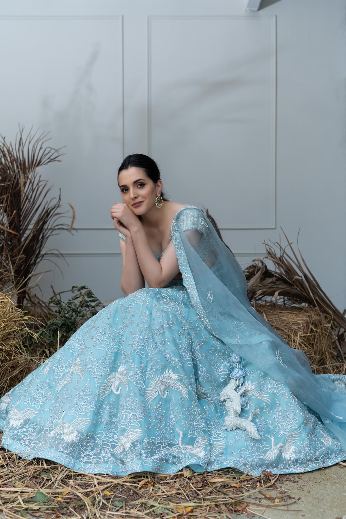 Art nouveau powder blue lehenga