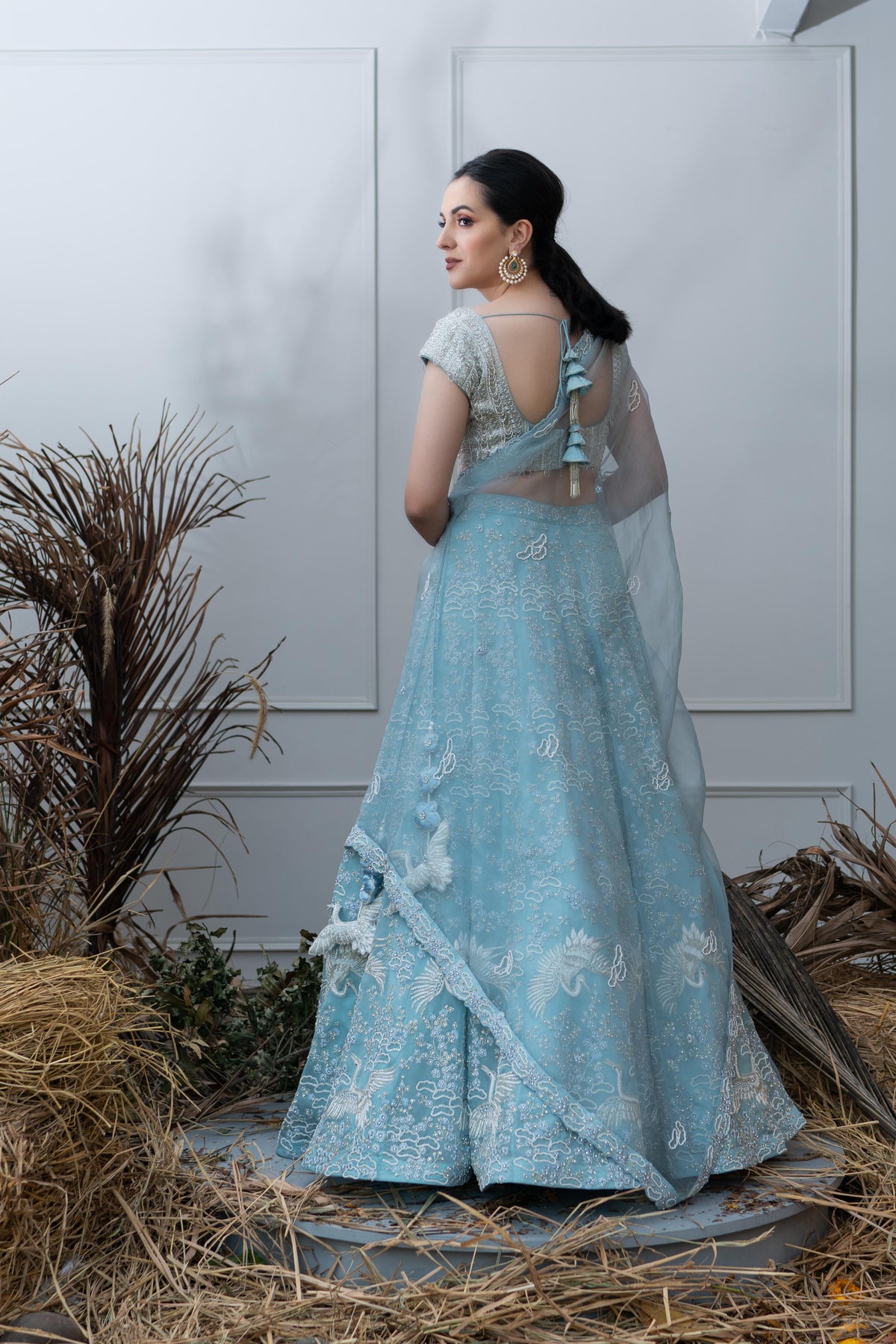 Art nouveau powder blue lehenga