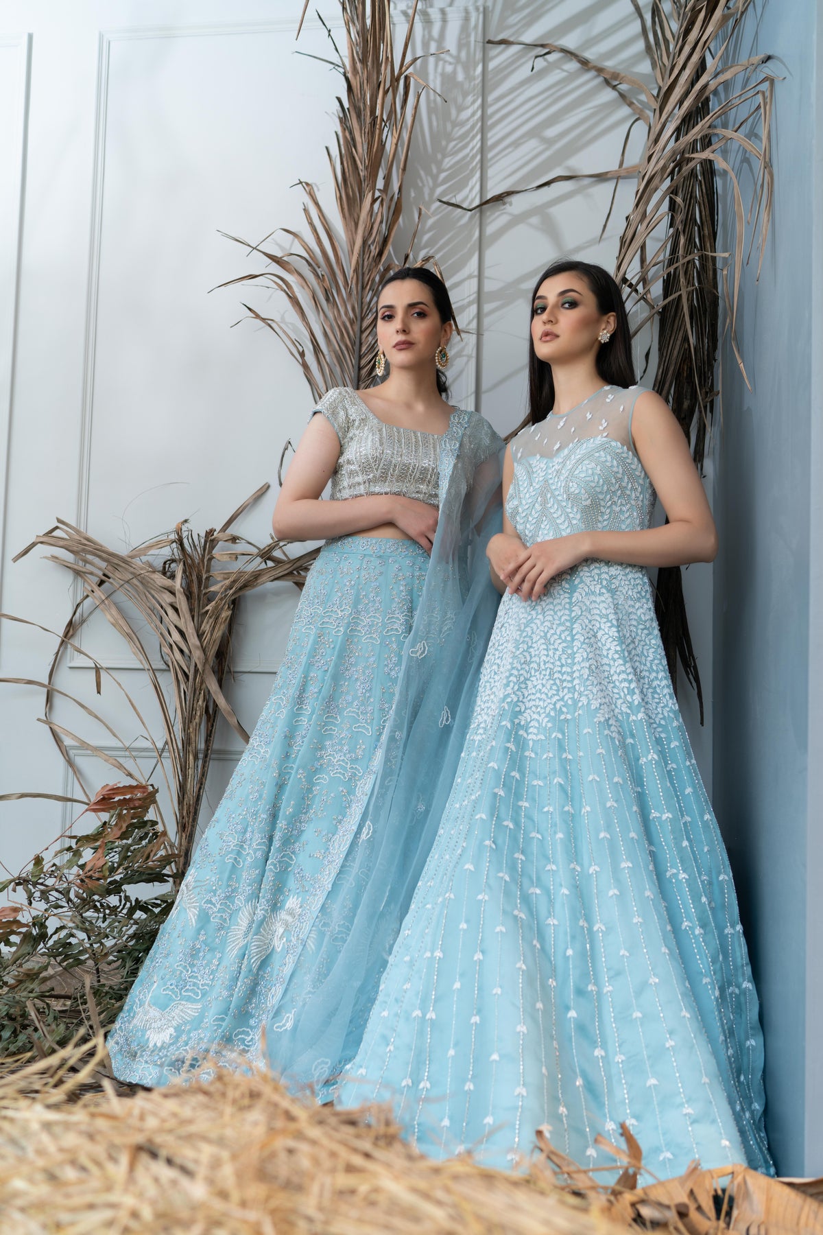 Art nouveau powder blue lehenga