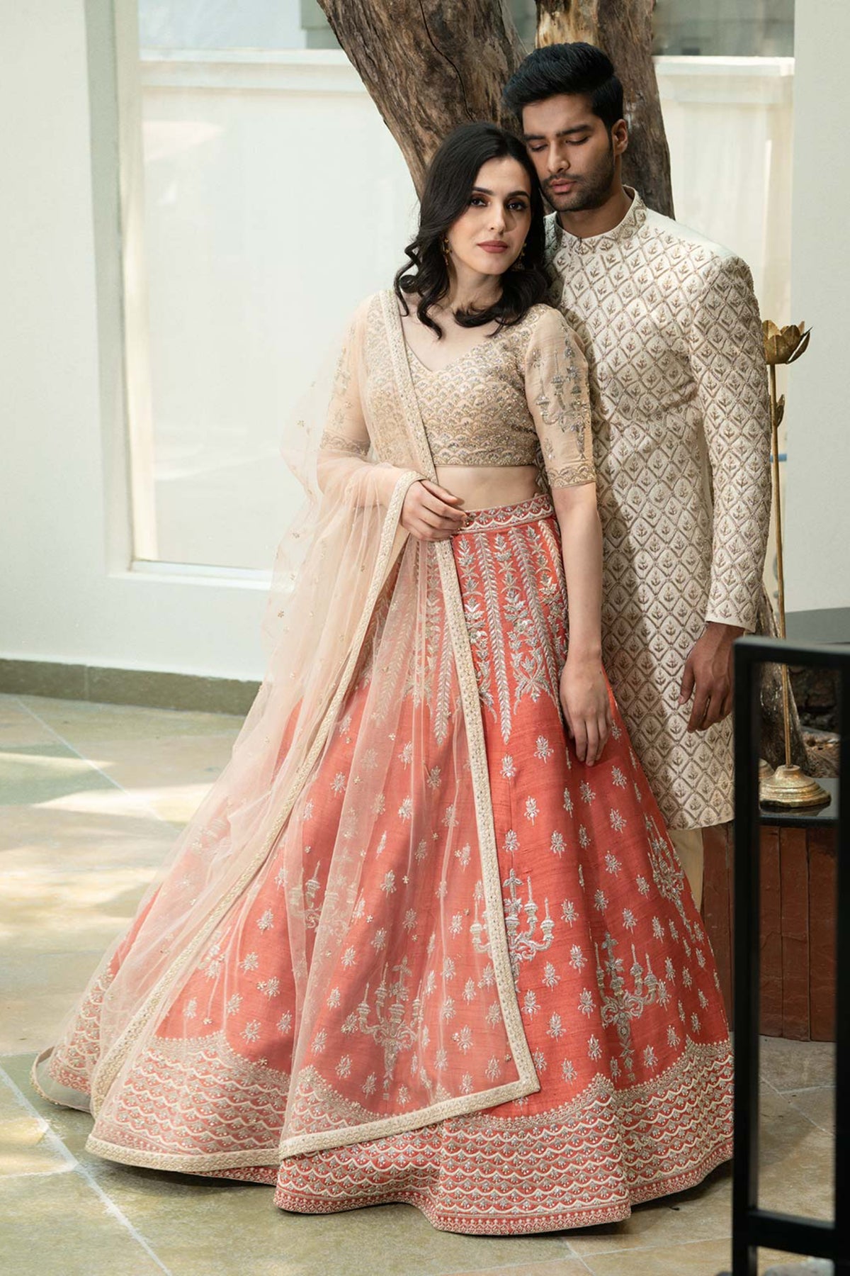 Art nouveau rust lehenga set