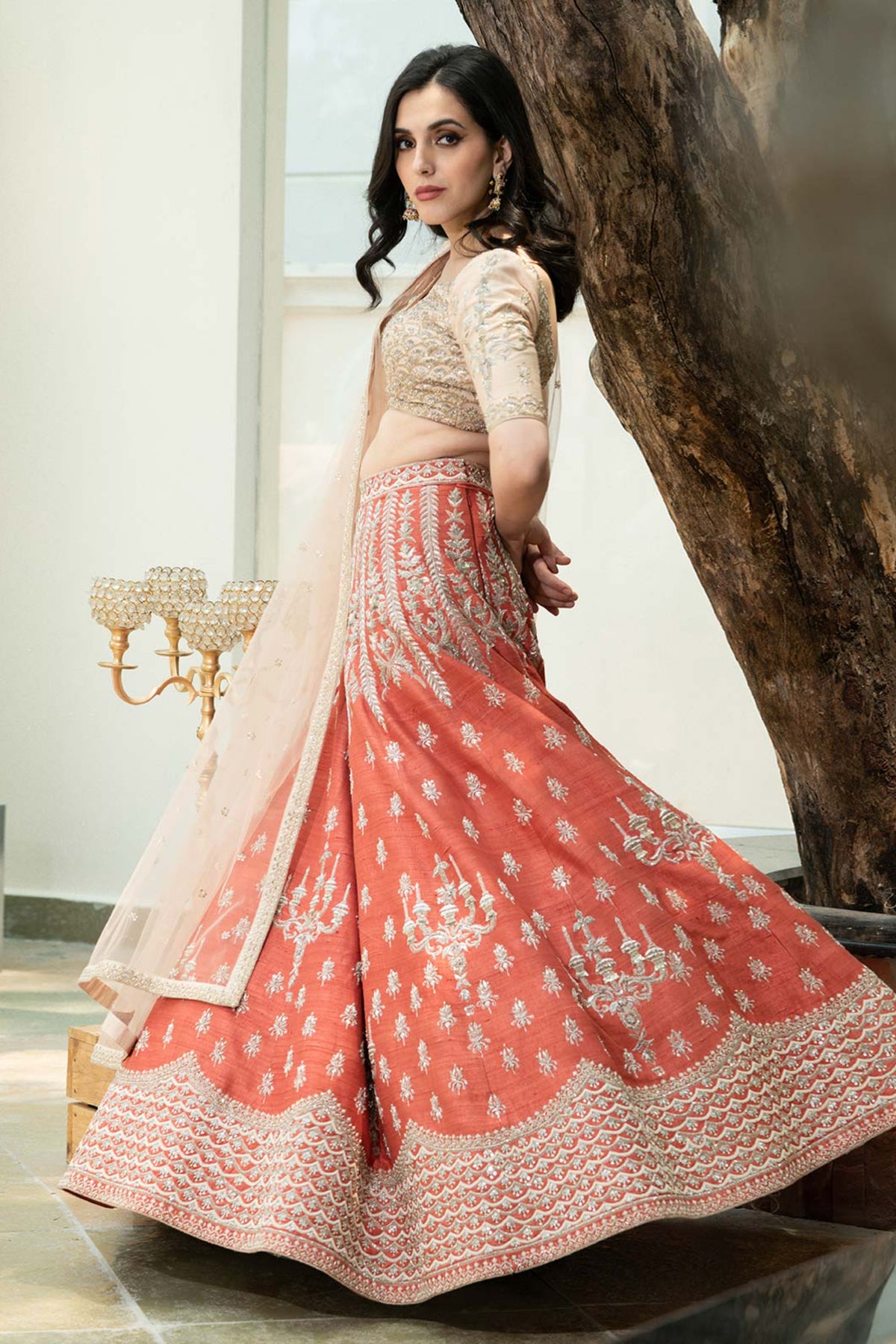 Art nouveau rust lehenga set