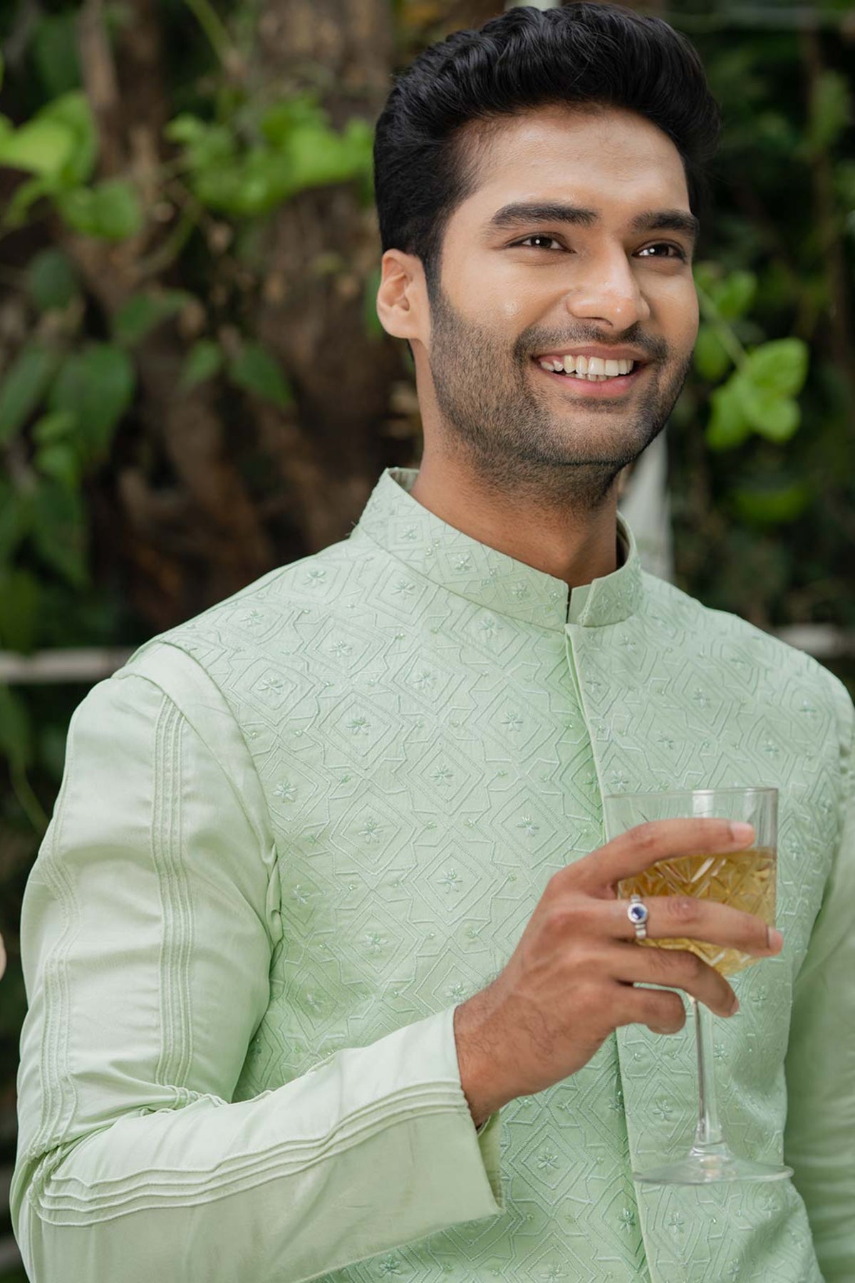 Pistachio Green Nehru Jacket Set