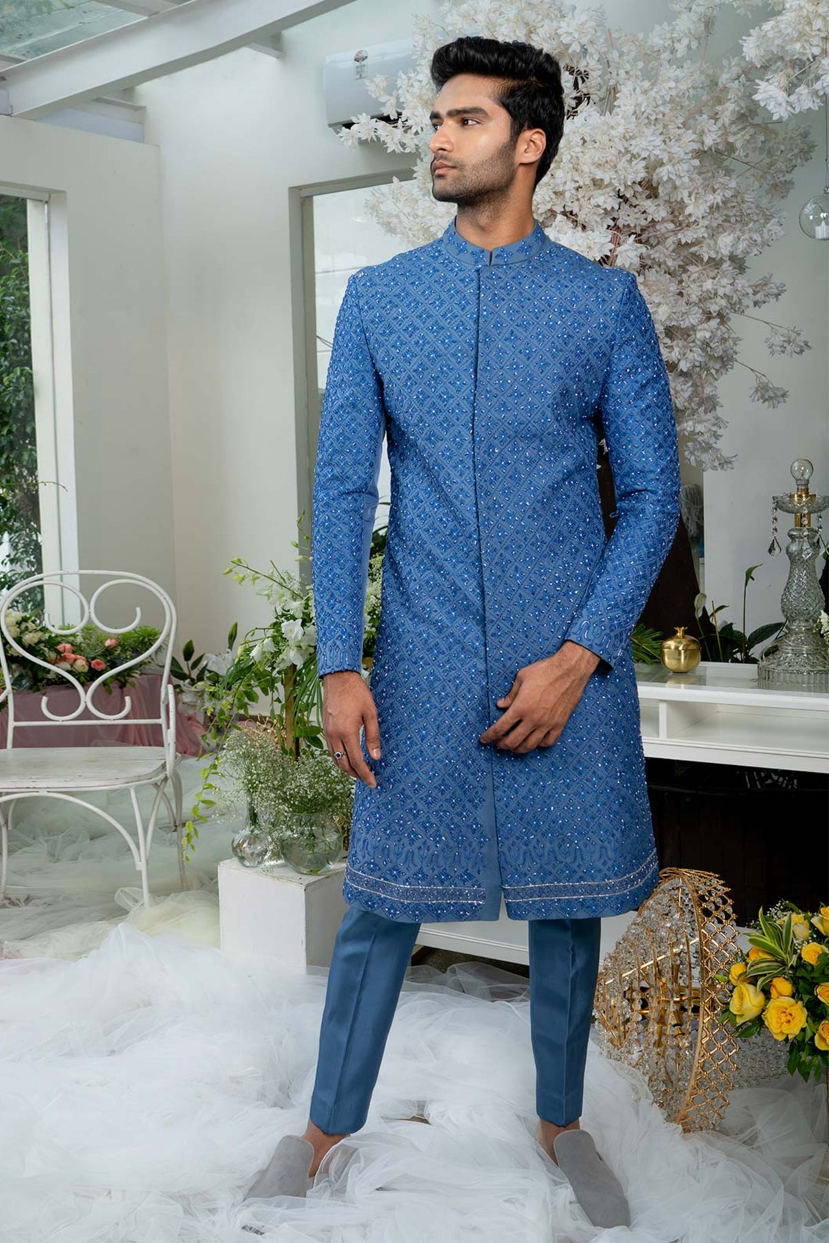 Twilight Blue Sherwani Set