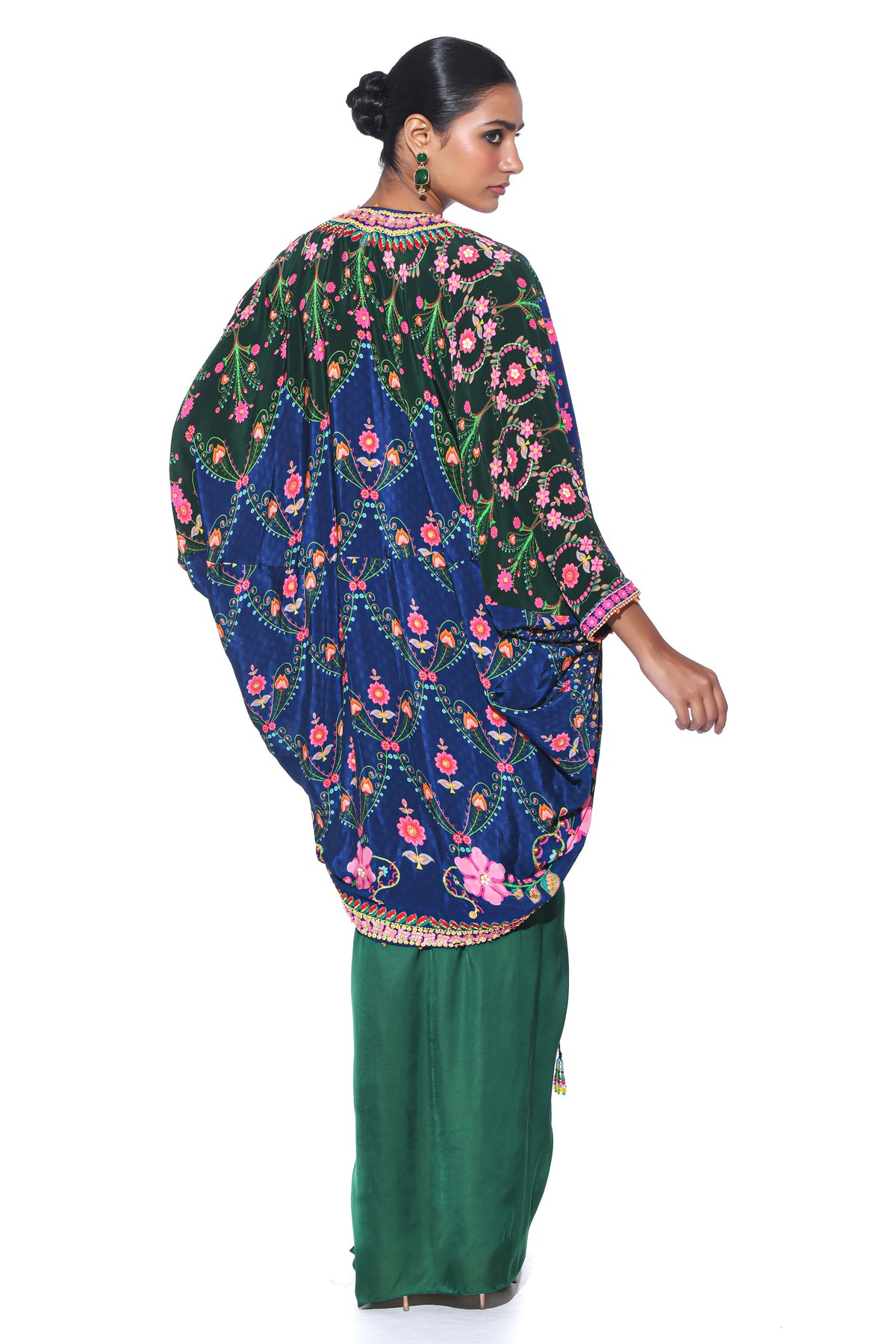 Oriental Blue Hand Embroidered Shrug Set