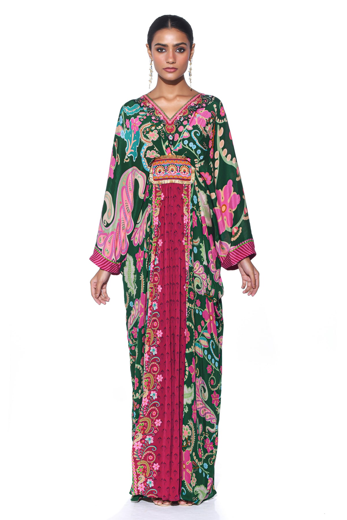 Emerald Royal Paisely Belt Kaftan