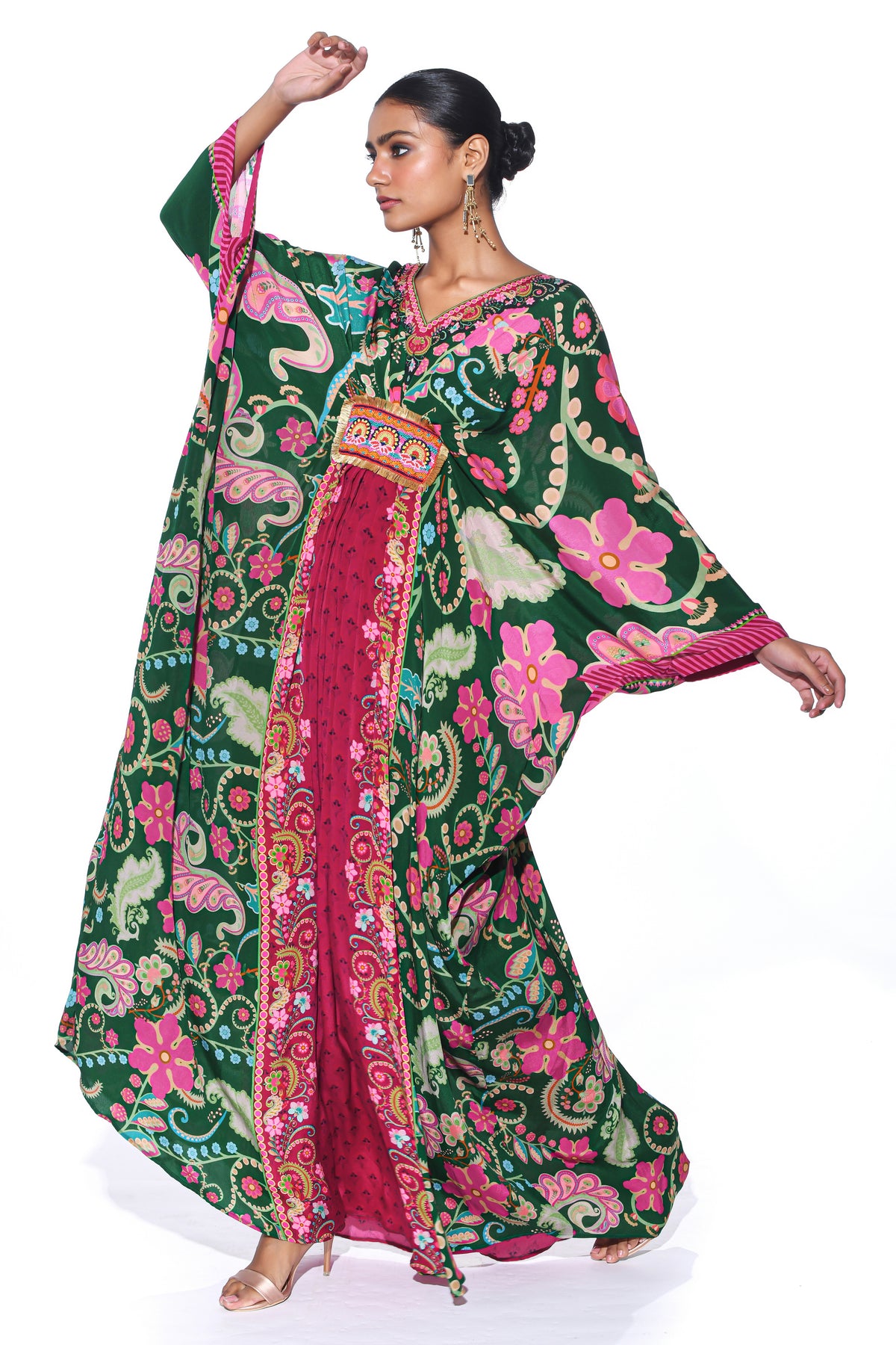 Emerald Royal Paisely Belt Kaftan