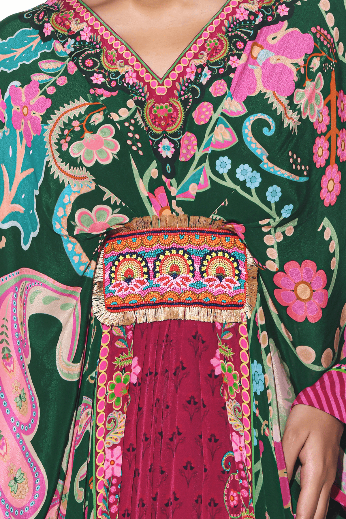 Emerald Royal Paisely Belt Kaftan