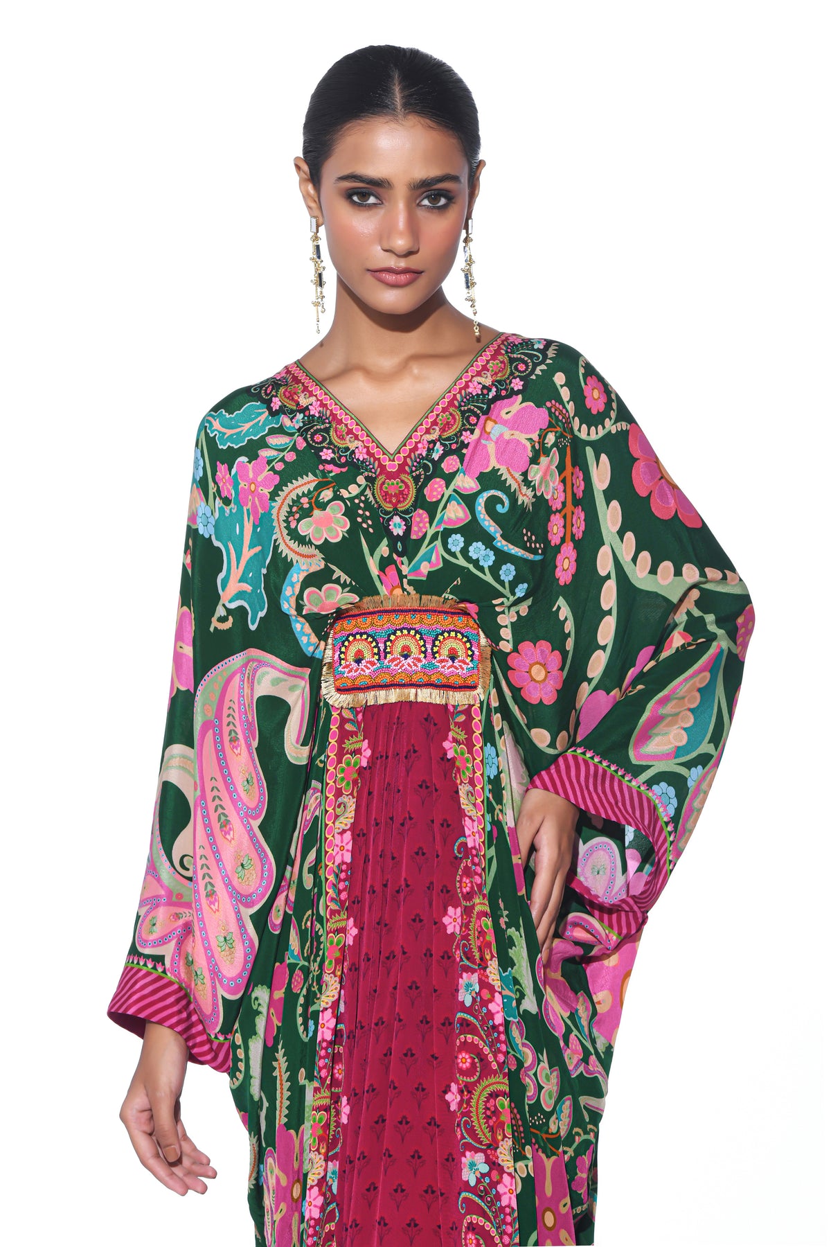 Emerald Royal Paisely Belt Kaftan