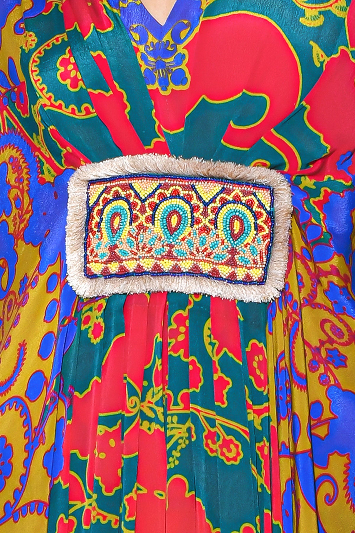Emerald Royal Paisely Belt Kaftan